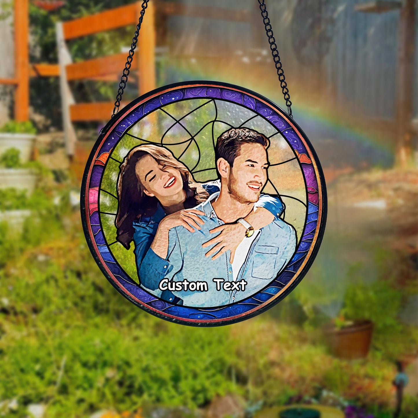 Custom Stained Glass Couples Portrait From Photo, Wedding Portrait Glass Suncatcher, Anniversary Gift, Valentine's Day Couple Gifts, Wedding Gifts (Sun-134)