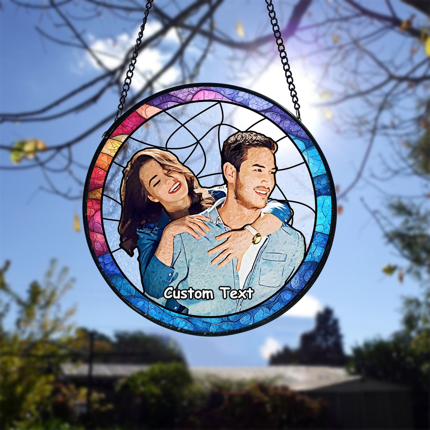Custom Stained Glass Couples Portrait From Photo, Wedding Portrait Glass Suncatcher, Anniversary Gift, Valentine's Day Couple Gifts, Wedding Gifts (Sun-134)