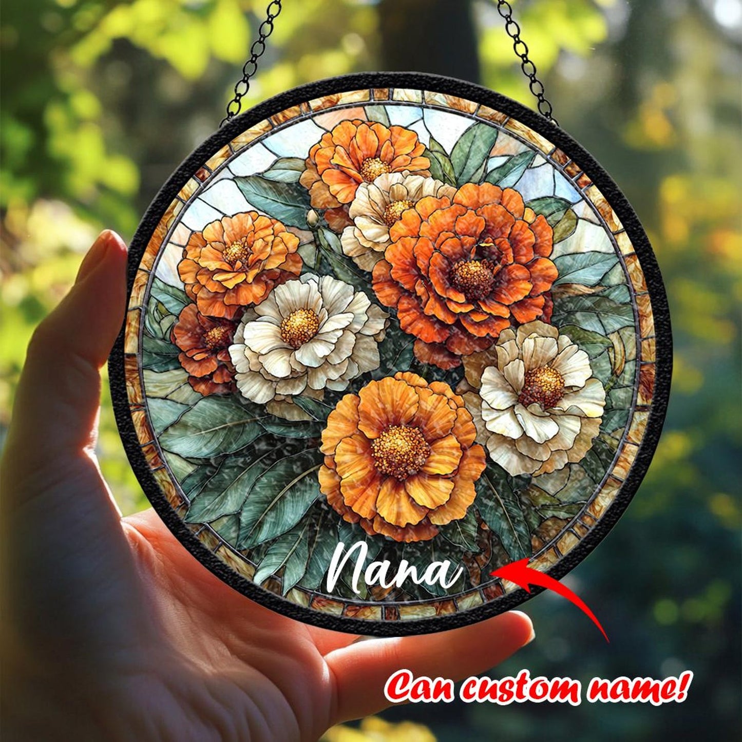Custom Lily Of The Valley Stained Glass Suncatcher For May Birthdays, Birth Flower Window Glass Suncatcher, Birth Month Flower, White Flowers Decor (Sun-75)