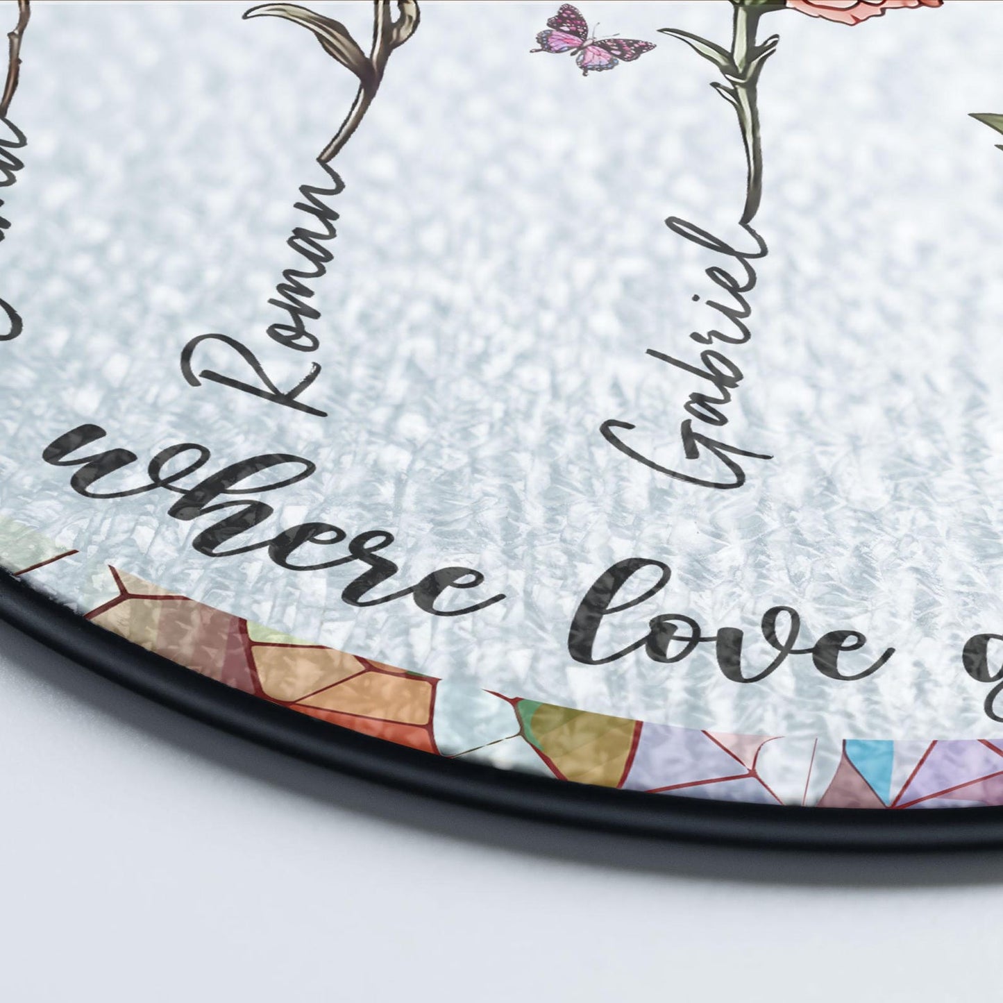 Grandma's Garden Glass Suncatcher Gift For Grandma,Personalized Birth Flower Stained Glass Window Glass Suncatcher,Mother's Day Gift For Grandma, Glass Suncatcher (Sun-74)