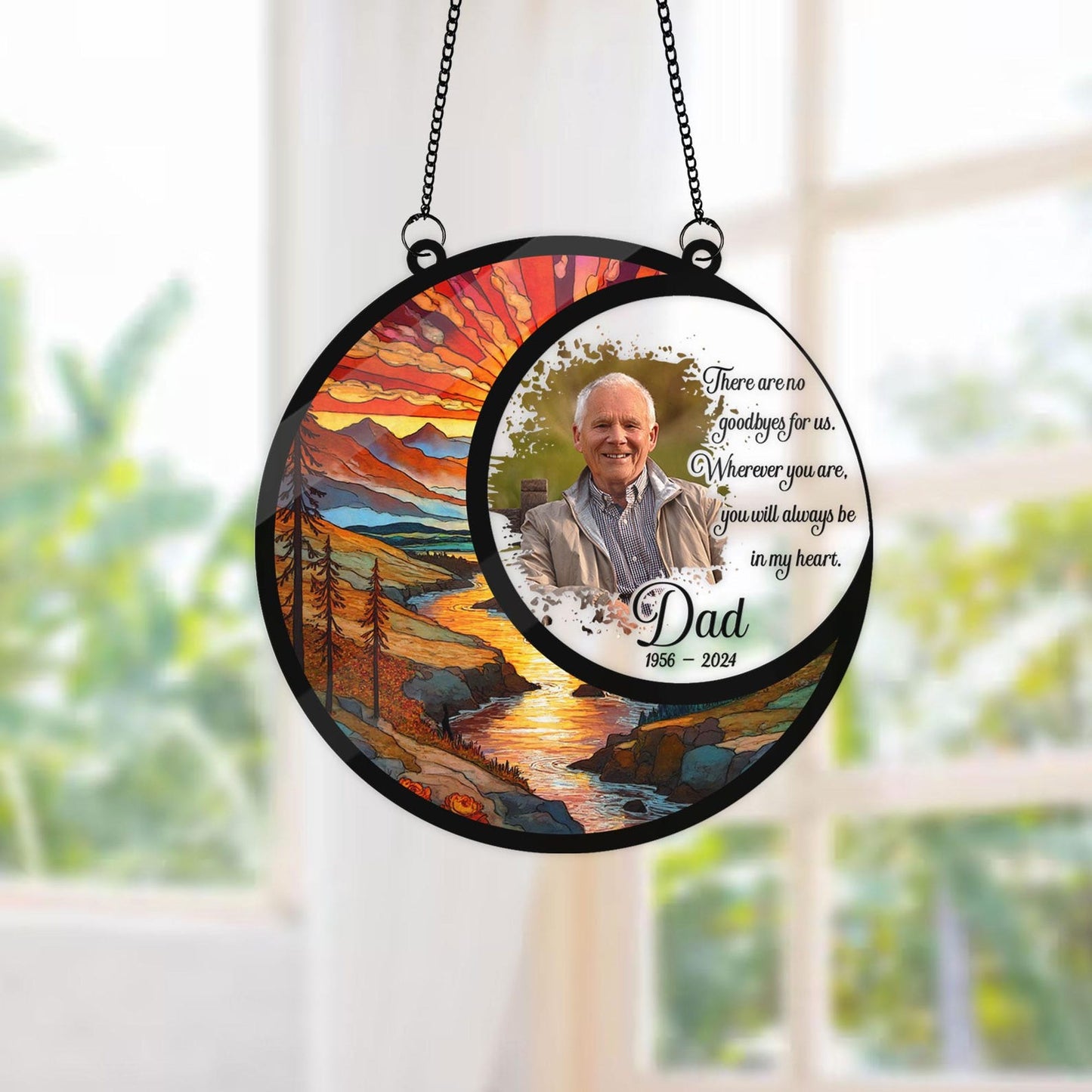 Custom Loss Of Dad Sympathy Hanging Suncatcher, Father Memorial Suncatcher Acrylic Stained Memorial Gift, Remembrance Sympathy Keepsake (H-Sun-32)
