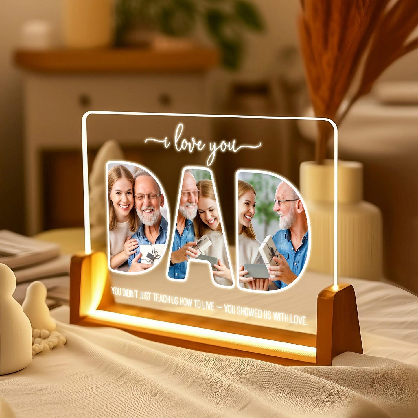 Personalized Dad Night Light, Custom Photo LED Decor with Name, Perfect Gift for Father’s Day, Dad’s Birthday or Christmas from Kids or Wife (DNL-11)