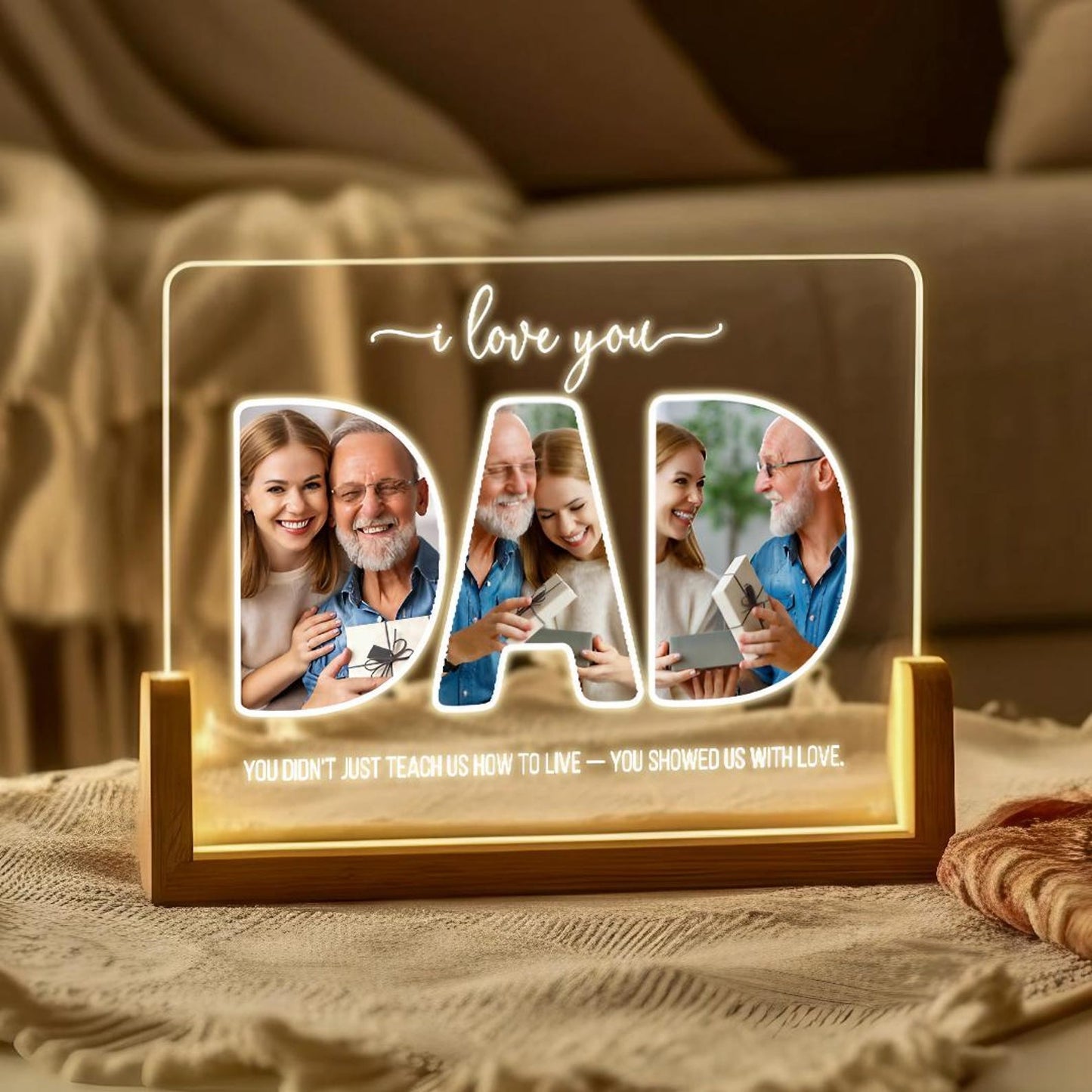 Personalized Dad Night Light, Custom Photo LED Decor with Name, Perfect Gift for Father’s Day, Dad’s Birthday or Christmas from Kids or Wife (DNL-11)