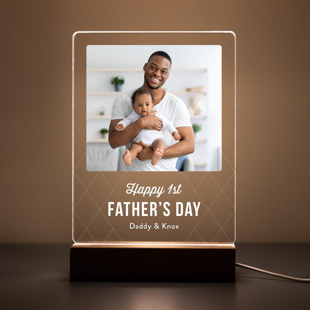 Personalized Dad Night Light Photo, Custom Gift for Dad from Kids, Baby or Family, First Memento for Father's Day (DNL-26)