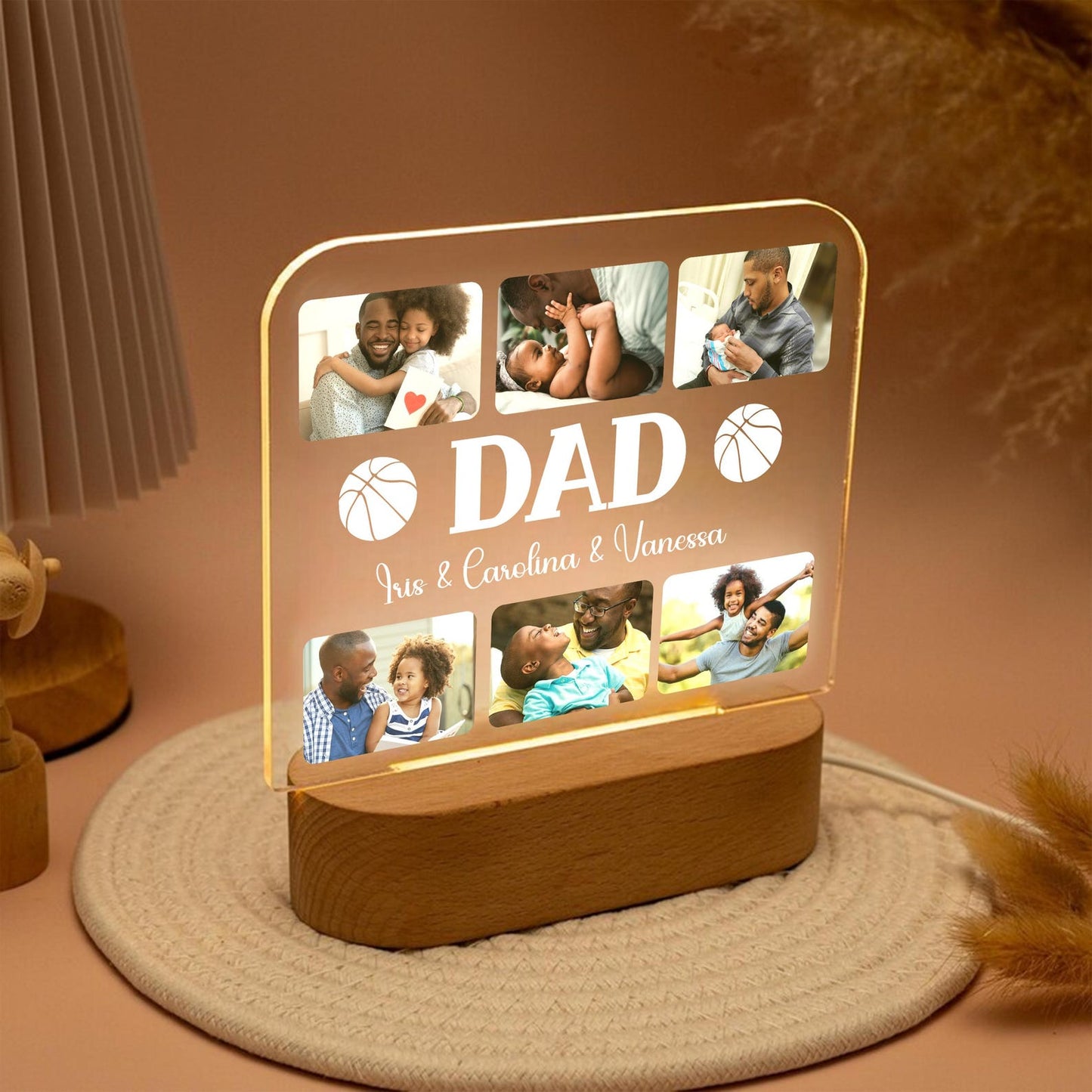 Personalized Photo Dad Night Light, Fathers Day Gifts, Gifts for Husband, Bedroom Night Light,Custom Name Night Light,Gift for Dad,Best Dad Ever (DNL-29)