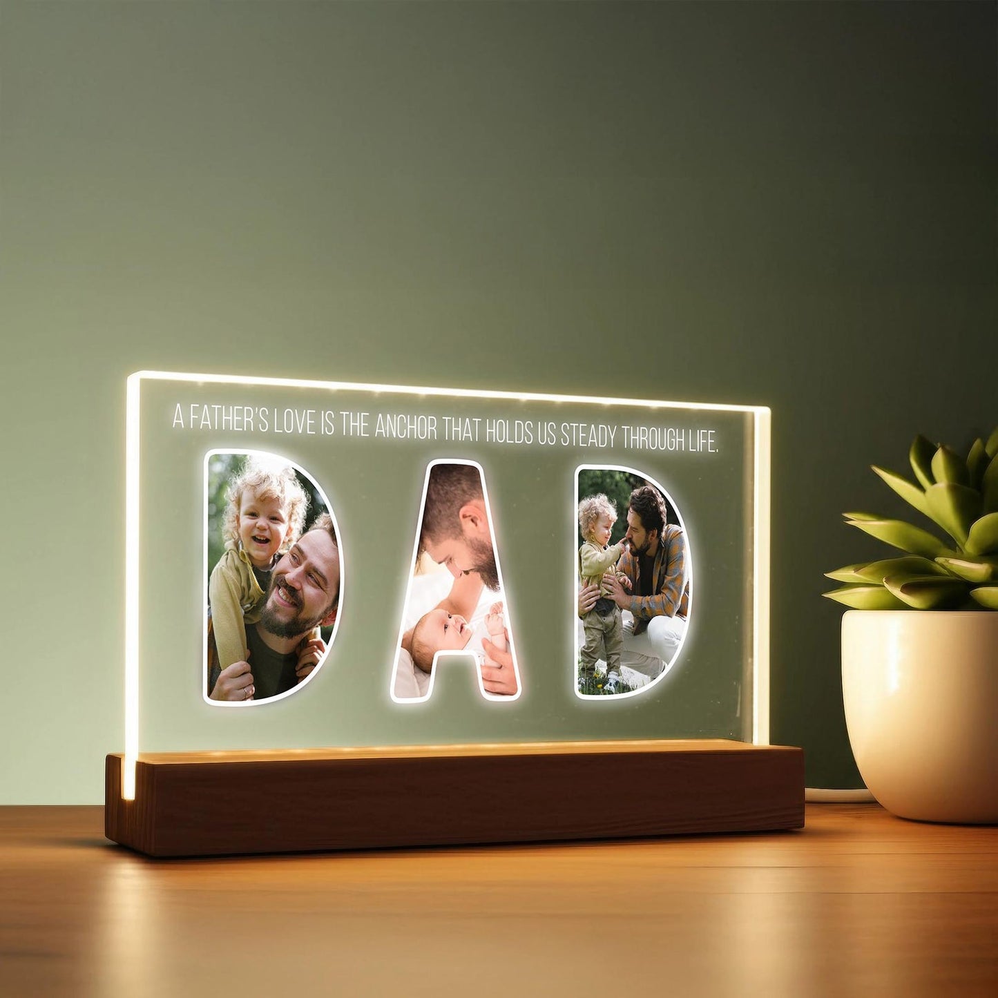 Personalized Dad Night Light Photo, Custom Night Light, Father’s Day Gift Idea from Kids, Daddy Memory Light, Dad Birthday (DNL-24)