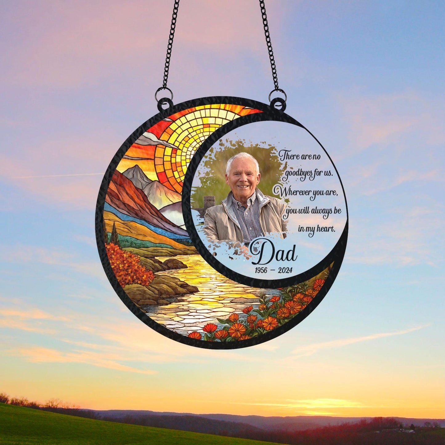 Custom Loss Of Dad Sympathy Hanging Suncatcher, Father Memorial Suncatcher Acrylic Stained Memorial Gift, Remembrance Sympathy Keepsake (H-Sun-32)