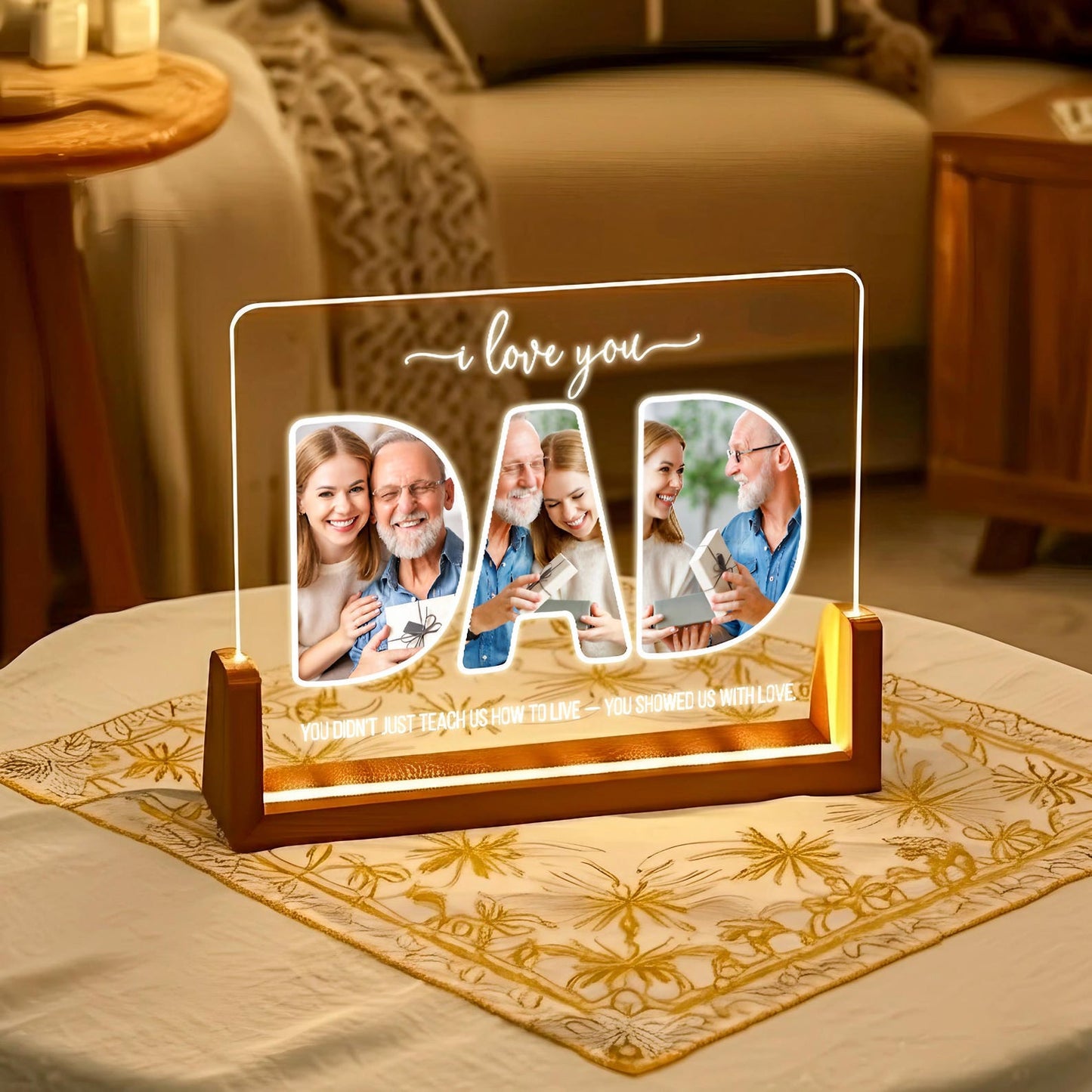 Personalized Dad Night Light, Custom Photo LED Decor with Name, Perfect Gift for Father’s Day, Dad’s Birthday or Christmas from Kids or Wife (DNL-11)