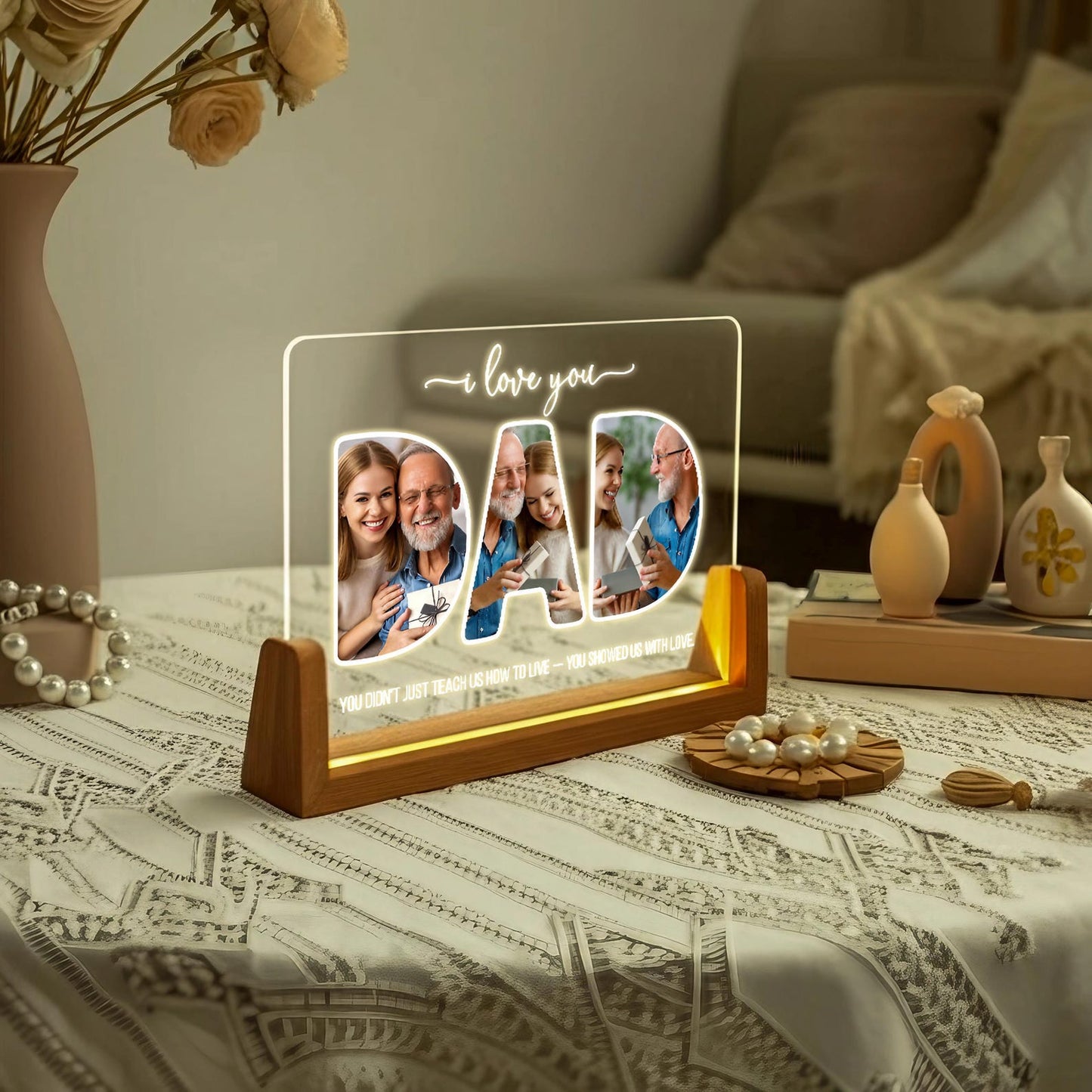 Personalized Dad Night Light, Custom Photo LED Decor with Name, Perfect Gift for Father’s Day, Dad’s Birthday or Christmas from Kids or Wife (DNL-11)