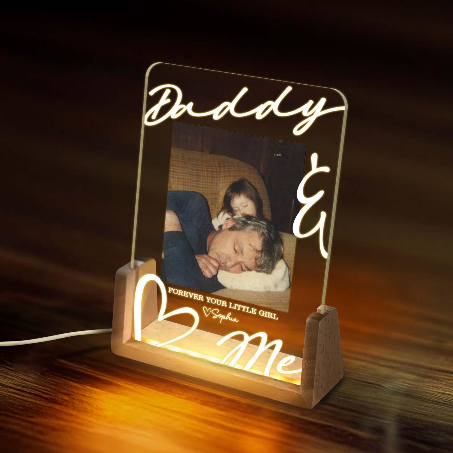 Personalized Dad Night Light, Custom Photo Father Daughter Night Light, Fathers Day Gift, Dad Gift from Daughter Son,Grandpa Gift (DNL-31)