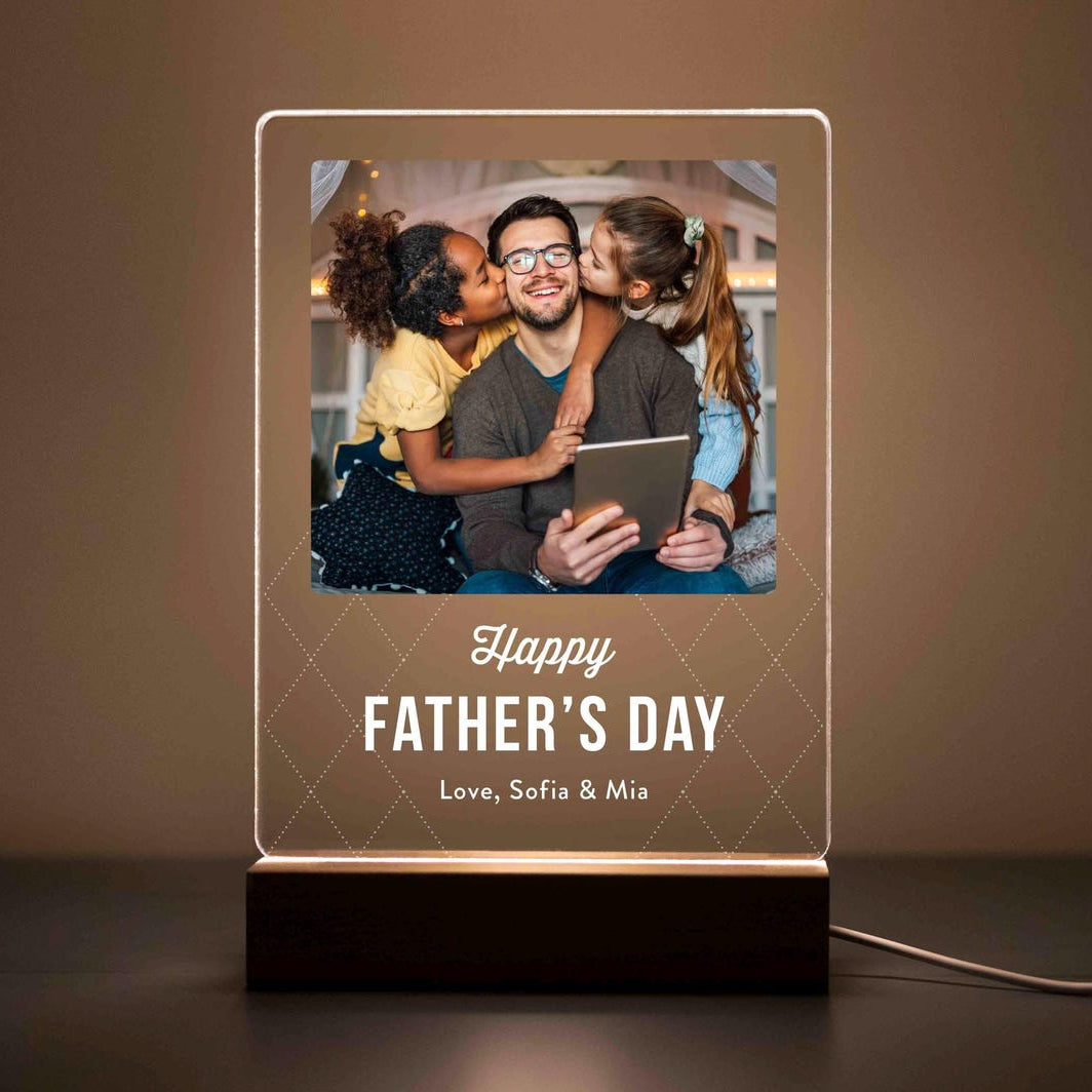Personalized Dad Night Light Photo, Custom Gift for Dad from Kids, Baby or Family, First Memento for Father's Day (DNL-26)