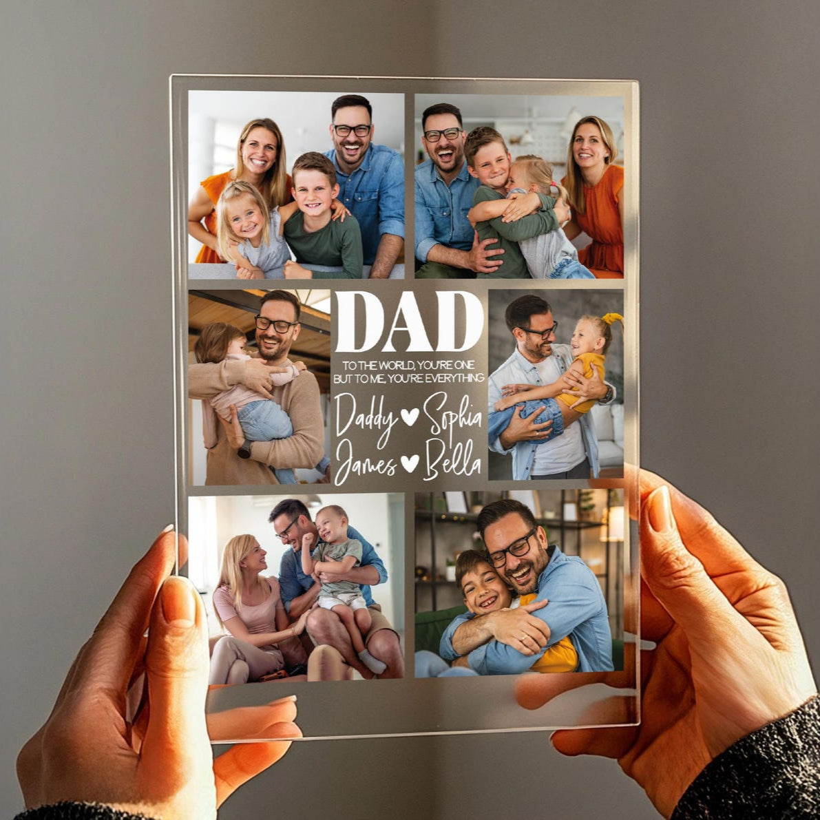 Personalized Dad Night Light, Custom Photo LED Plaque, Father's Day Gift for Dad, Photo Frame Keepsake, Dad Birthday Gift (DNL-01)