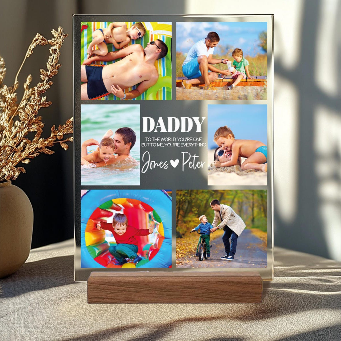 Personalized Dad Night Light, Custom Photo LED Plaque, Father's Day Gift for Dad, Photo Frame Keepsake, Dad Birthday Gift (DNL-01)
