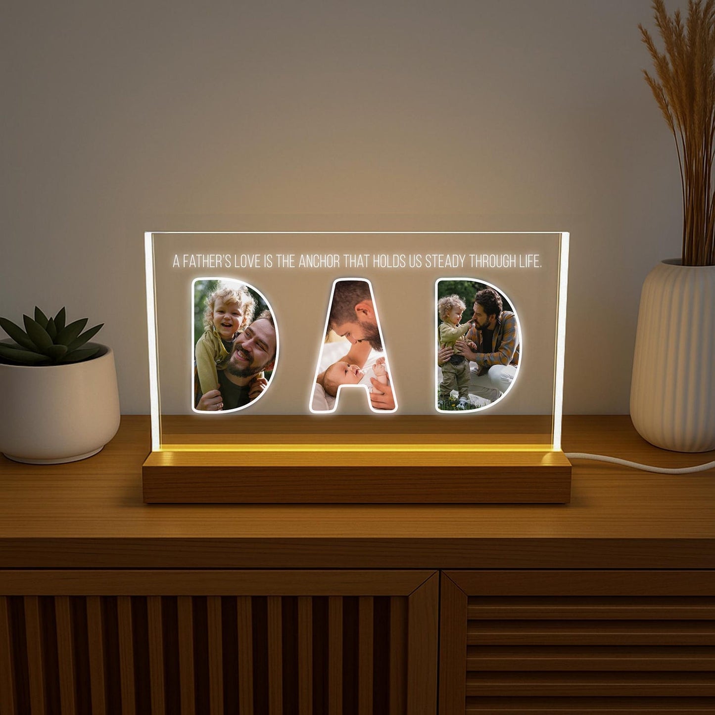 Personalized Dad Night Light Photo, Custom Night Light, Father’s Day Gift Idea from Kids, Daddy Memory Light, Dad Birthday (DNL-24)