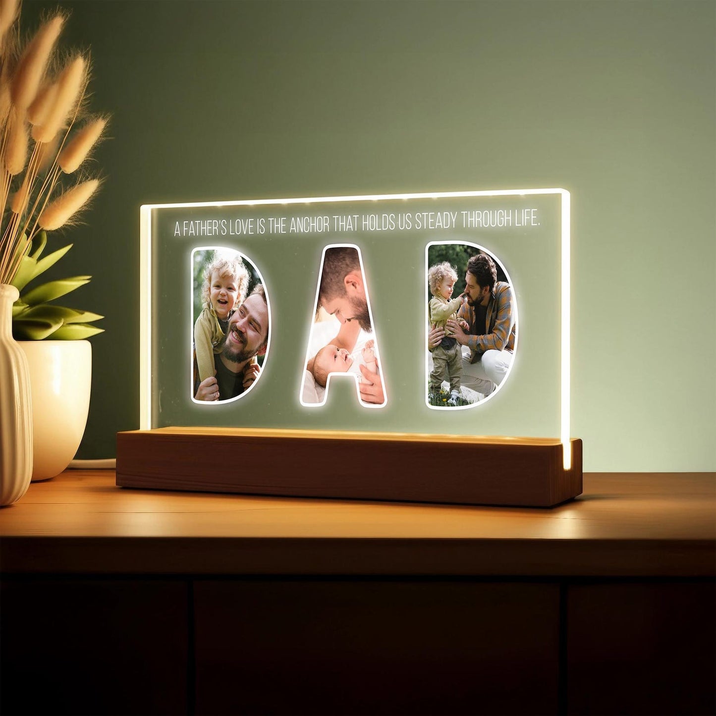 Personalized Dad Night Light Photo, Custom Night Light, Father’s Day Gift Idea from Kids, Daddy Memory Light, Dad Birthday (DNL-24)
