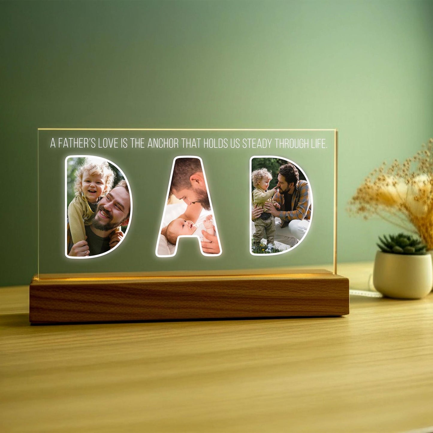 Personalized Dad Night Light Photo, Custom Night Light, Father’s Day Gift Idea from Kids, Daddy Memory Light, Dad Birthday (DNL-24)