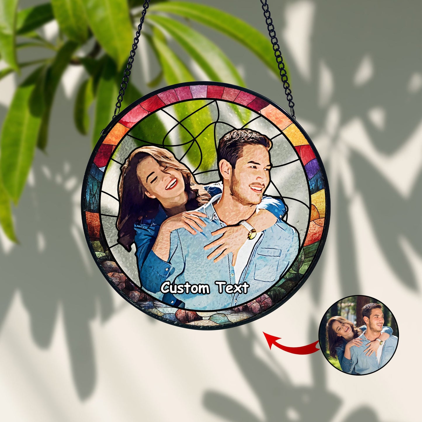 Custom Stained Glass Couples Portrait From Photo, Wedding Portrait Glass Suncatcher, Anniversary Gift, Valentine's Day Couple Gifts, Wedding Gifts (Sun-134)