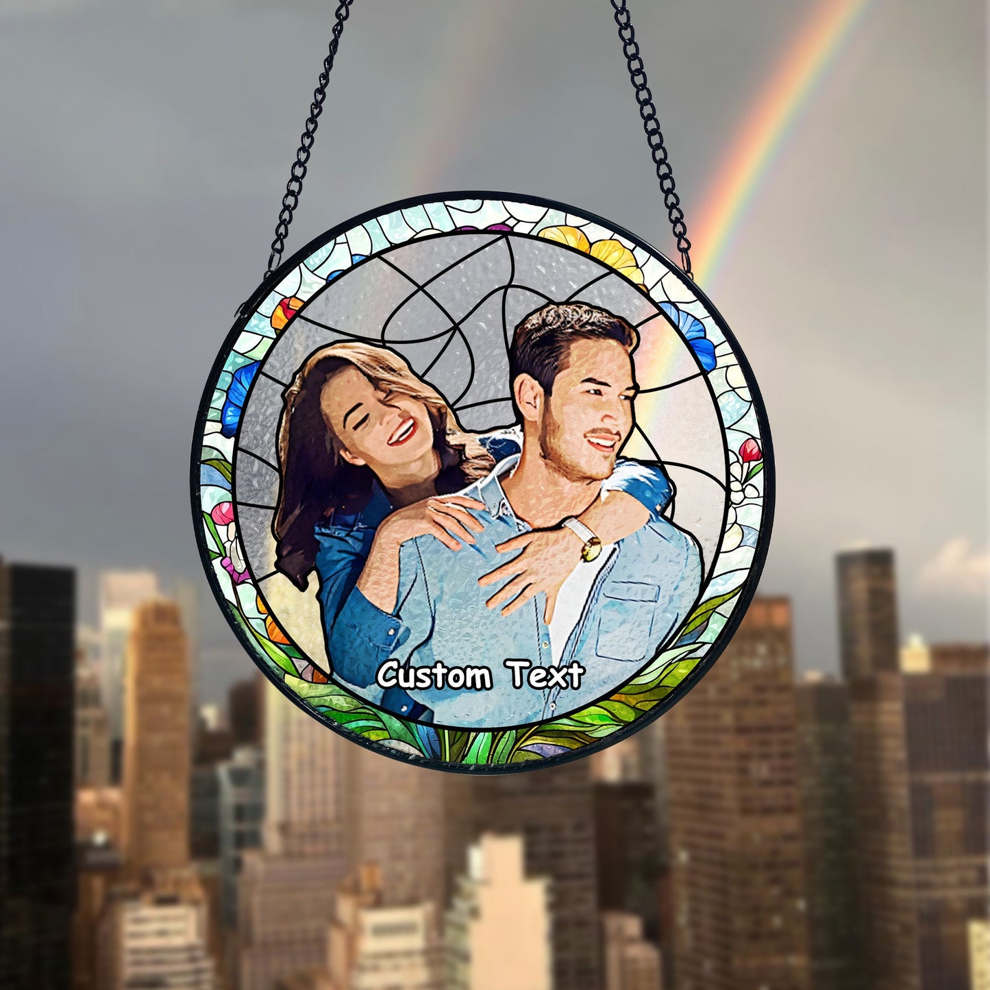 Custom Stained Glass Couples Portrait From Photo, Wedding Portrait Glass Suncatcher, Anniversary Gift, Valentine's Day Couple Gifts, Wedding Gifts (Sun-134)