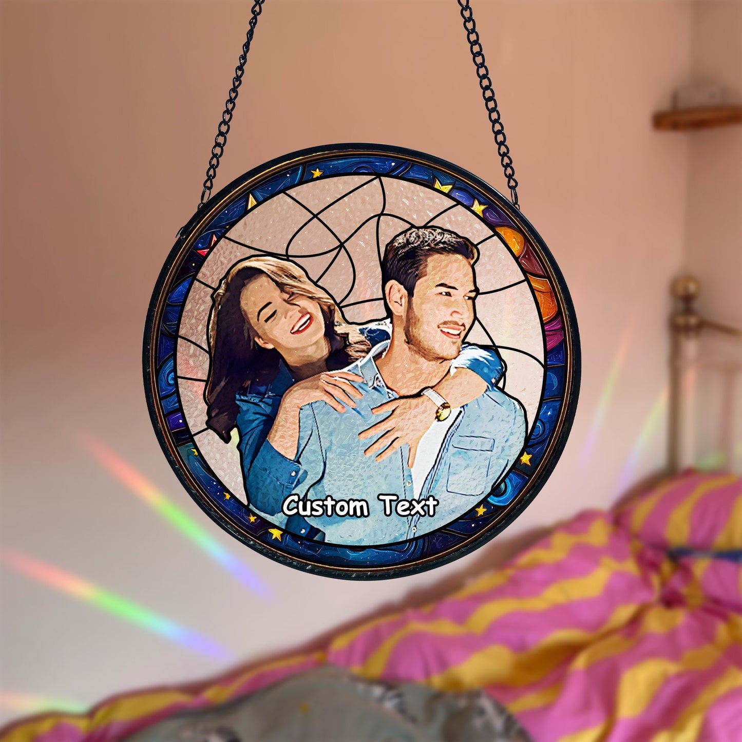 Custom Stained Glass Couples Portrait From Photo, Wedding Portrait Glass Suncatcher, Anniversary Gift, Valentine's Day Couple Gifts, Wedding Gifts (Sun-134)