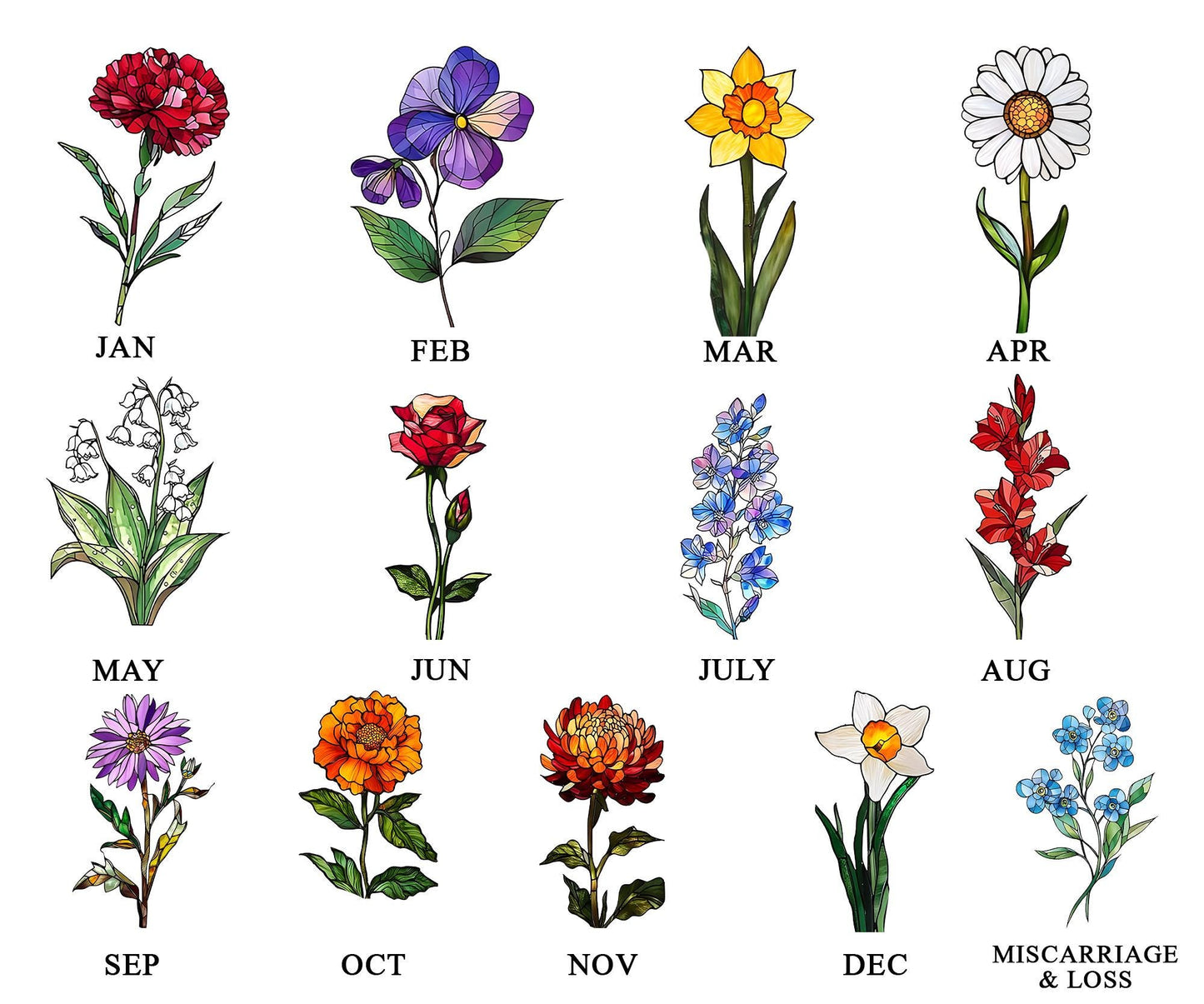 Suncatchers Stained Glass Flower, Personalized Grandma's Garden Suncatcher, Mothers Day Gifts Fo Grandma, Nana Stained Glass Window Hangings (Sun-53)