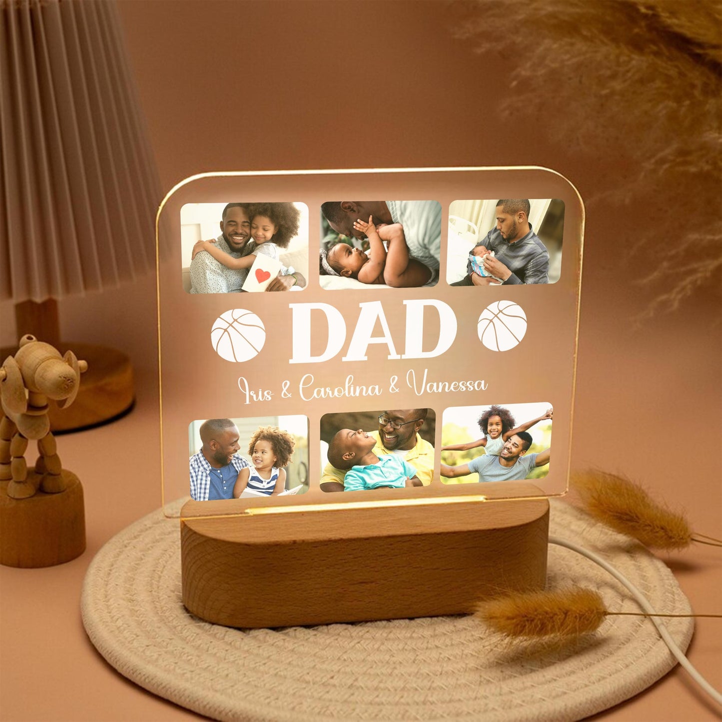 Personalized Photo Dad Night Light, Fathers Day Gifts, Gifts for Husband, Bedroom Night Light,Custom Name Night Light,Gift for Dad,Best Dad Ever (DNL-29)