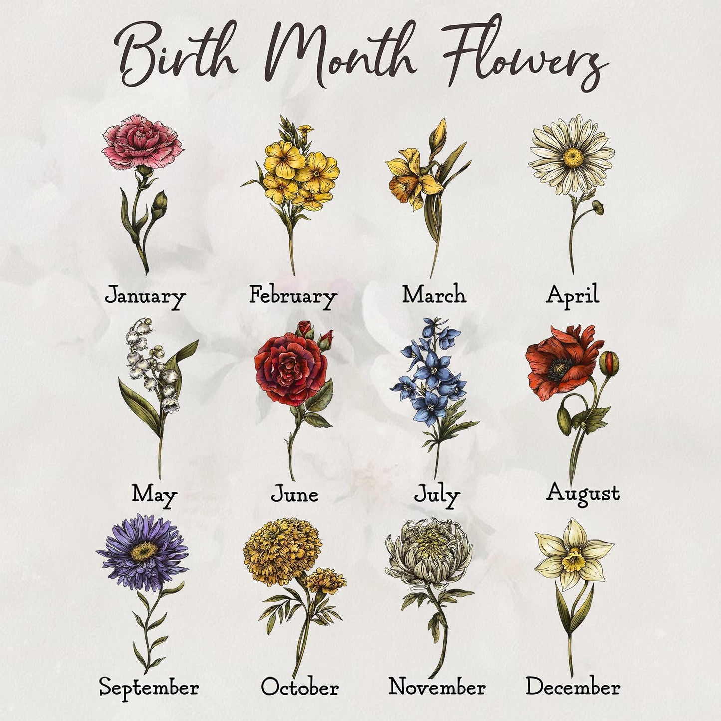 Custom Family Birth Flowers Glass Suncatcher, Grandma's Garden Stained Glass Suncatcher Home Decor, Mother's Day Gift, Flower Glass Art (Sun-59)