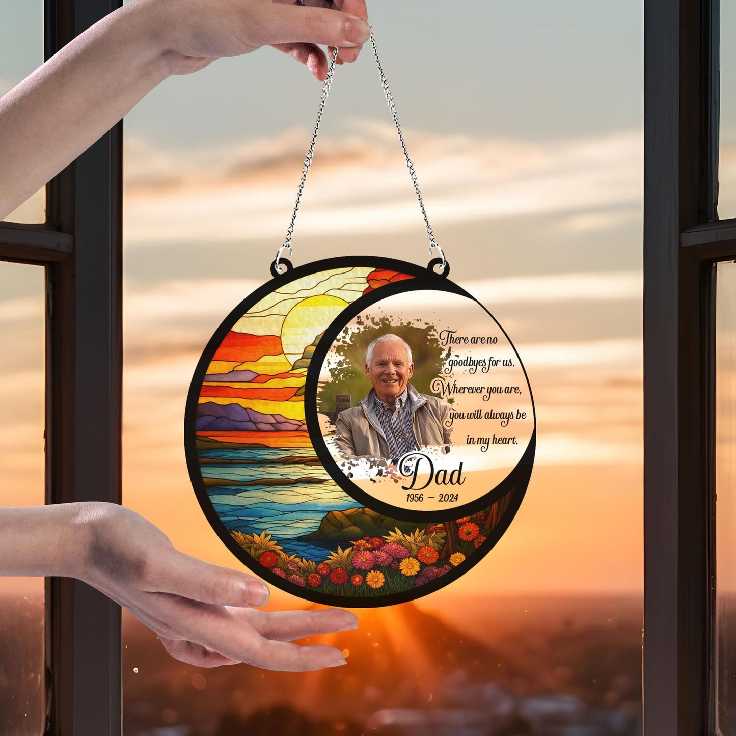 Custom Loss Of Dad Sympathy Hanging Suncatcher, Father Memorial Suncatcher Acrylic Stained Memorial Gift, Remembrance Sympathy Keepsake (H-Sun-32)