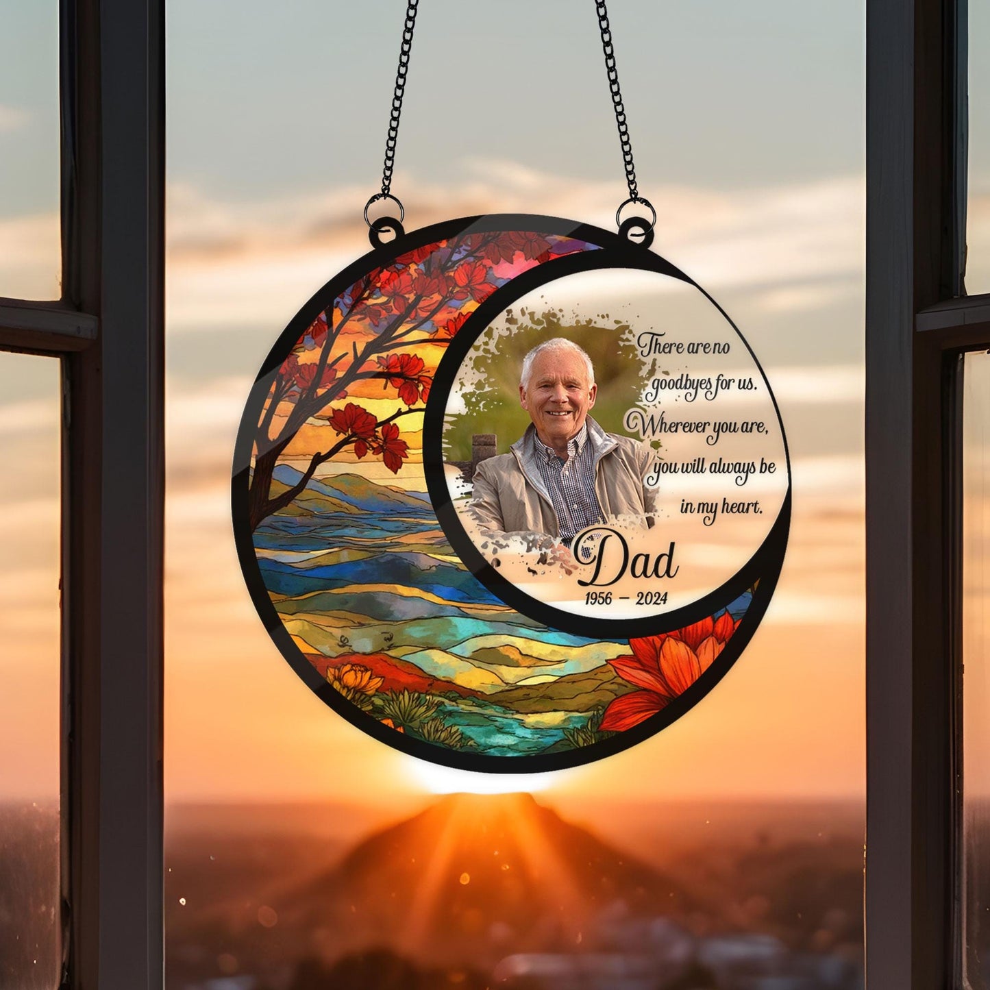 Custom Loss Of Dad Sympathy Hanging Suncatcher, Father Memorial Suncatcher Acrylic Stained Memorial Gift, Remembrance Sympathy Keepsake (H-Sun-32)