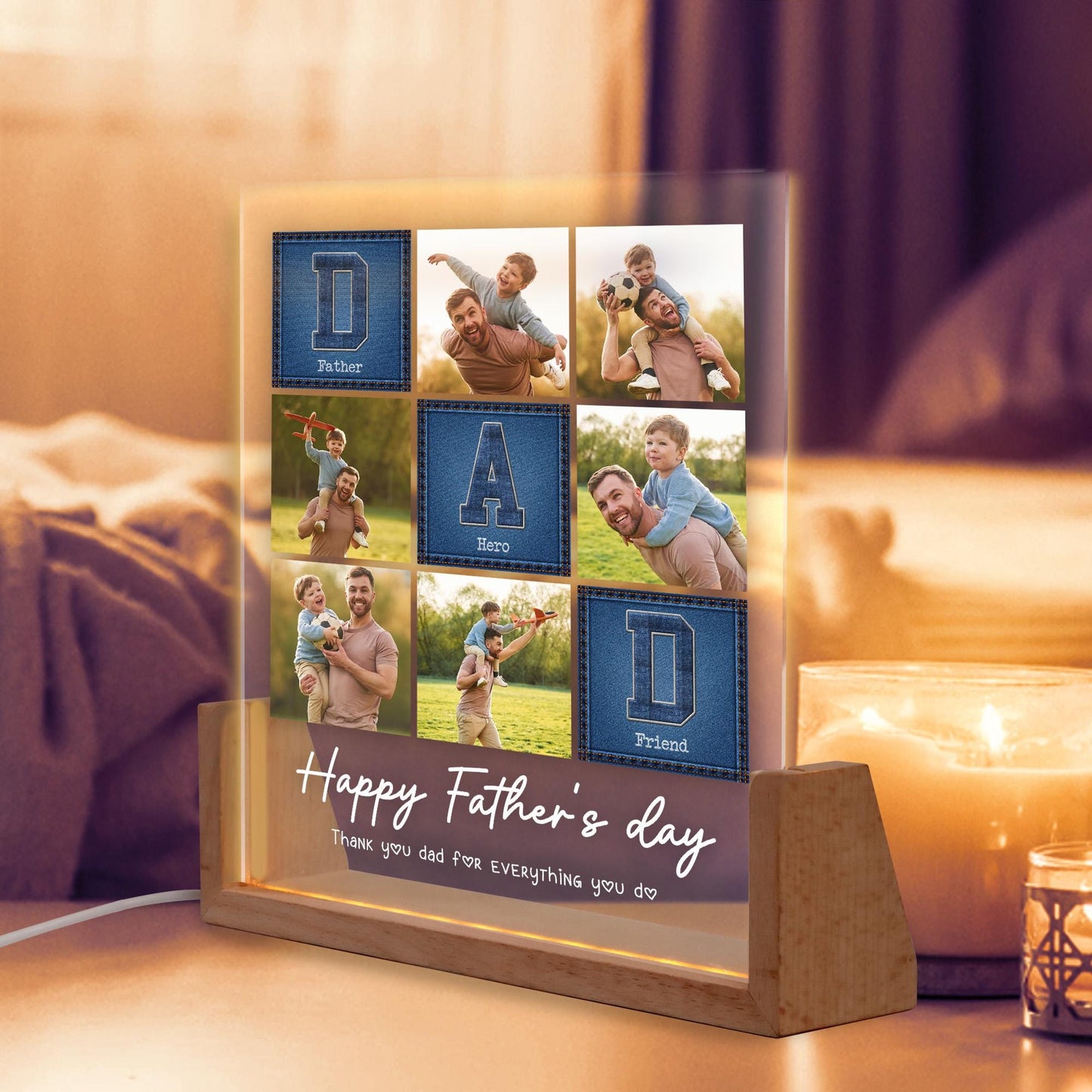 Personalized Dad Night Light, Father's day Gift for Daddy, Grandpa Gift, Gift for Dad, Gift for Husband (DNL-30)