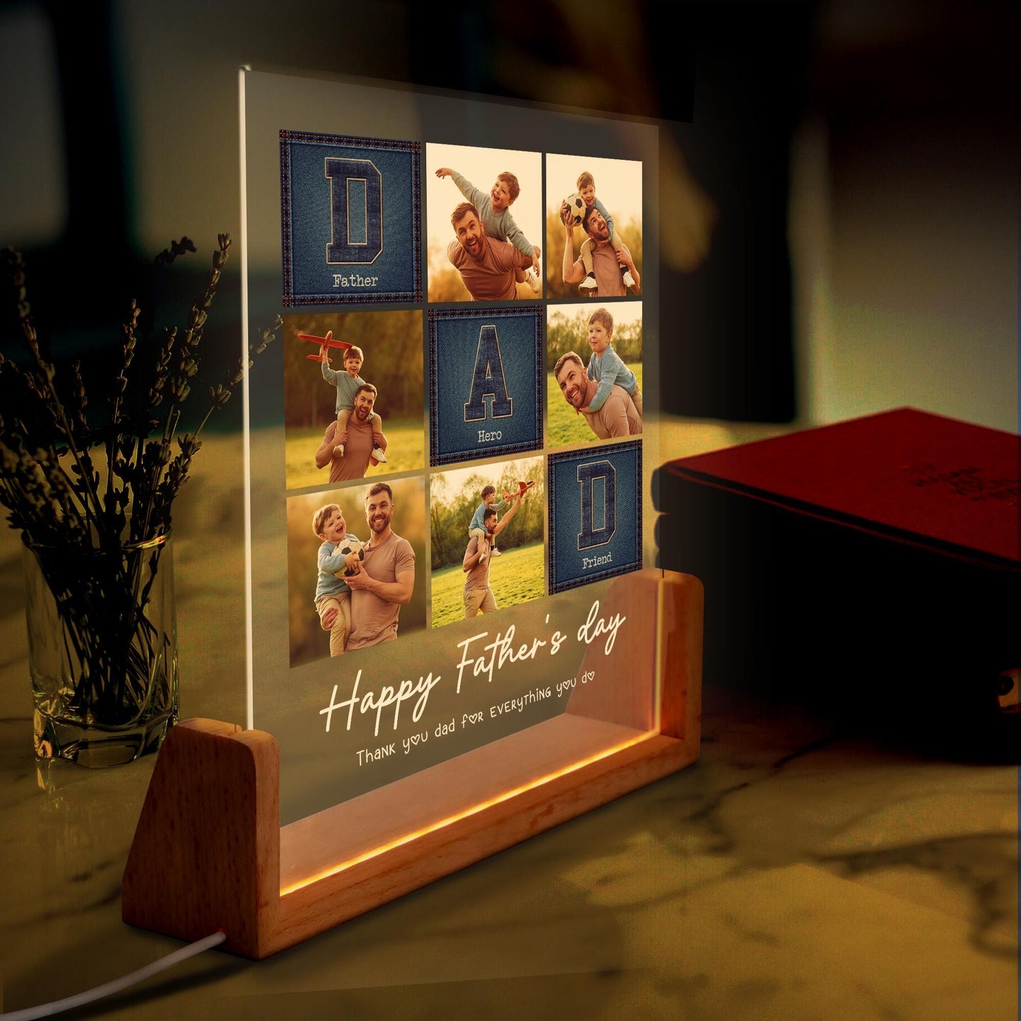 Personalized Dad Night Light, Father's day Gift for Daddy, Grandpa Gift, Gift for Dad, Gift for Husband (DNL-30)