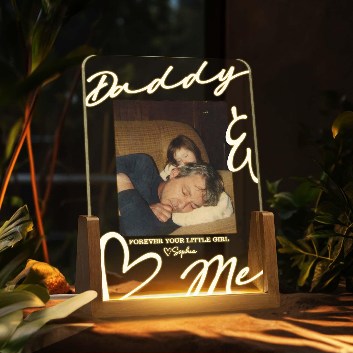 Personalized Dad Night Light, Custom Photo Father Daughter Night Light, Fathers Day Gift, Dad Gift from Daughter Son,Grandpa Gift (DNL-31)