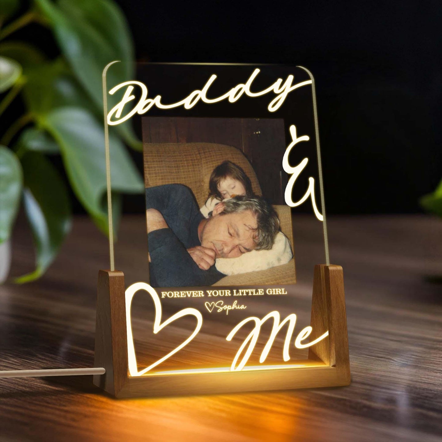 Personalized Dad Night Light, Custom Photo Father Daughter Night Light, Fathers Day Gift, Dad Gift from Daughter Son,Grandpa Gift (DNL-31)
