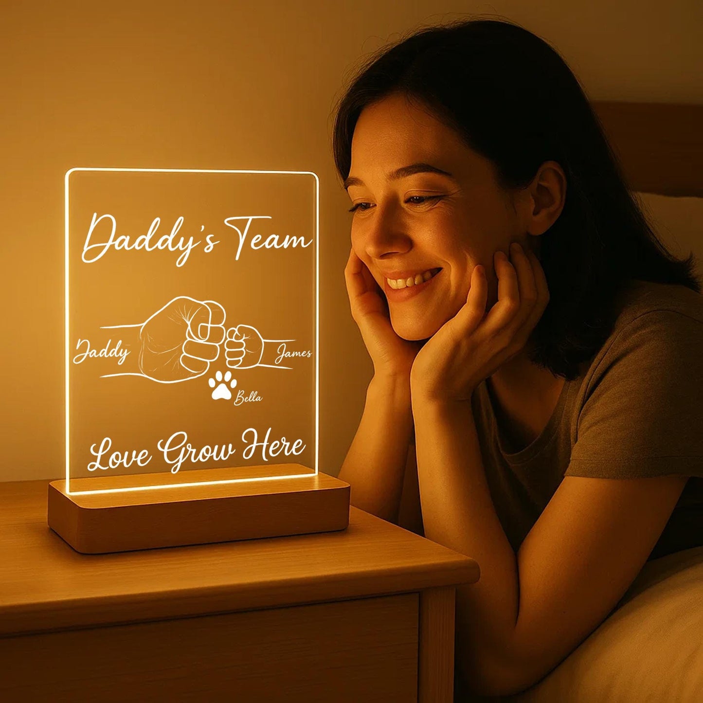 Personalized Dad Night Light, Custom Acrylic Lamp With Names, Birthday Gift For Dad, Unique Family Keepsake, Father’s Day Gift (DNL-20)