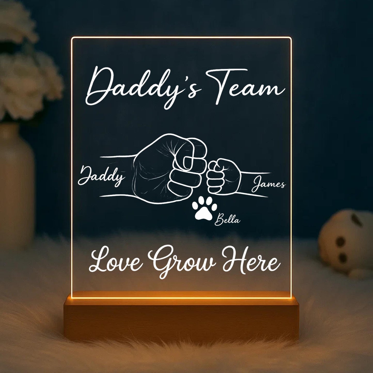 Personalized Dad Night Light, Custom Acrylic Lamp With Names, Birthday Gift For Dad, Unique Family Keepsake, Father’s Day Gift (DNL-20)