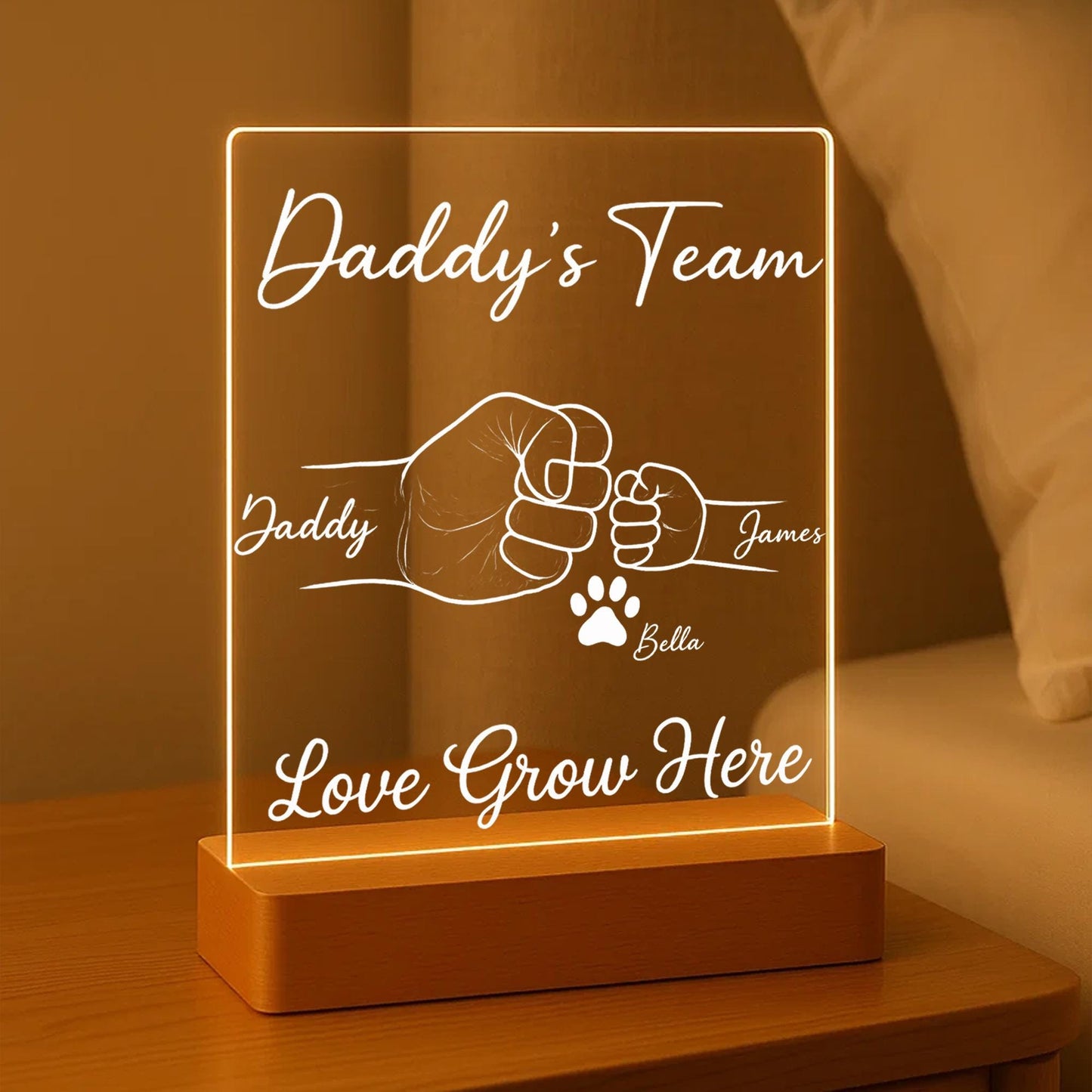 Personalized Dad Night Light, Custom Acrylic Lamp With Names, Birthday Gift For Dad, Unique Family Keepsake, Father’s Day Gift (DNL-20)