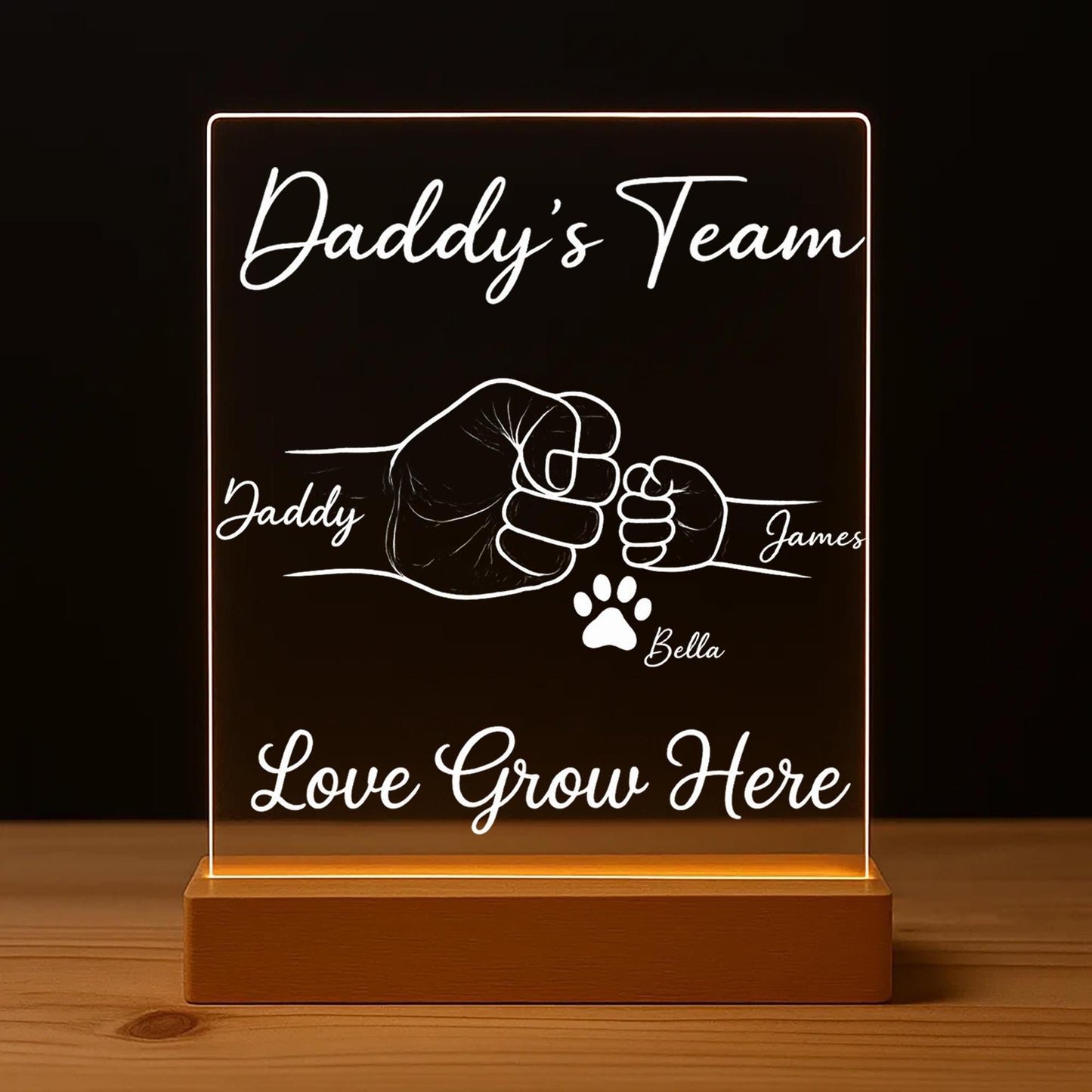 Personalized Dad Night Light, Custom Acrylic Lamp With Names, Birthday Gift For Dad, Unique Family Keepsake, Father’s Day Gift (DNL-20)