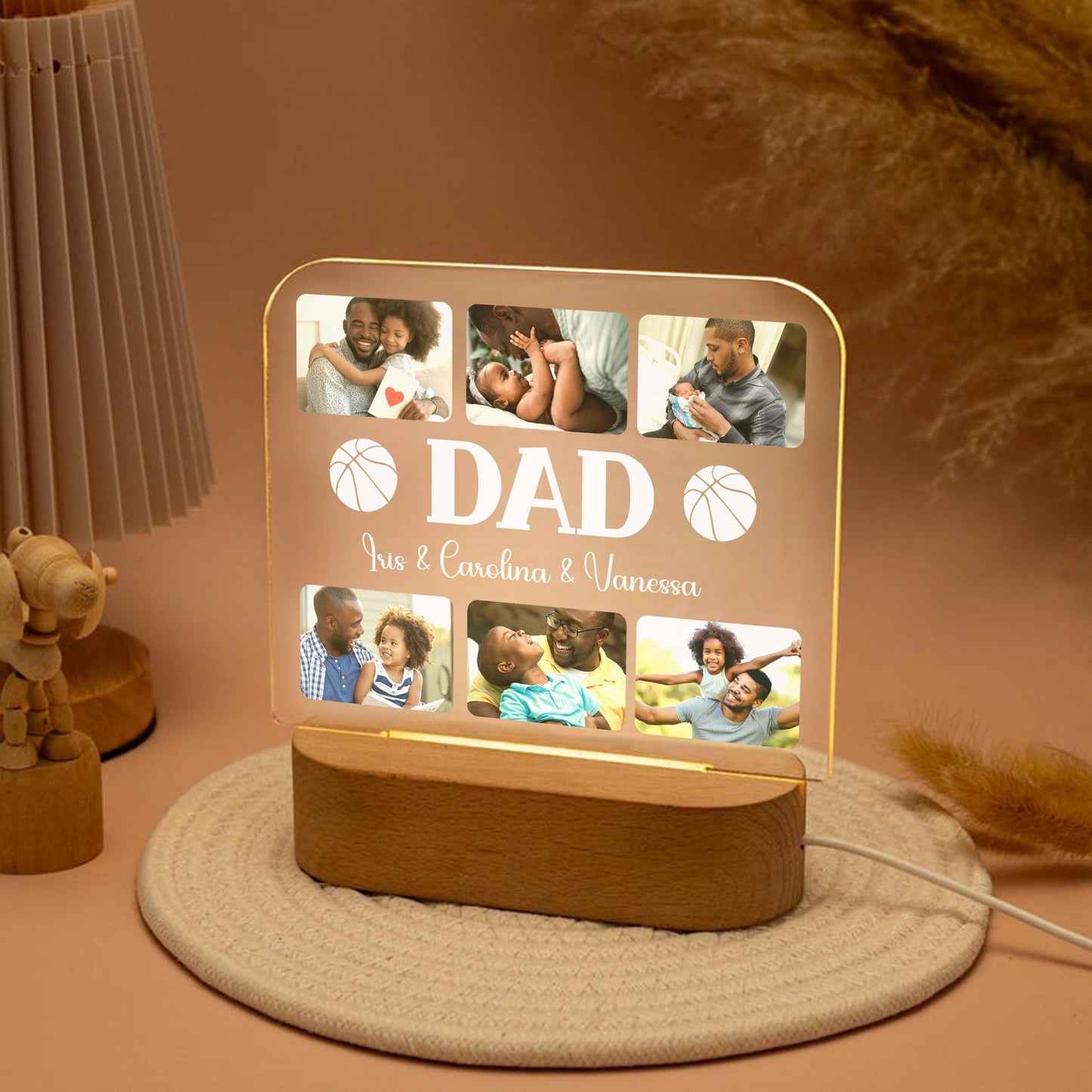 Personalized Photo Dad Night Light, Fathers Day Gifts, Gifts for Husband, Bedroom Night Light,Custom Name Night Light,Gift for Dad,Best Dad Ever (DNL-29)