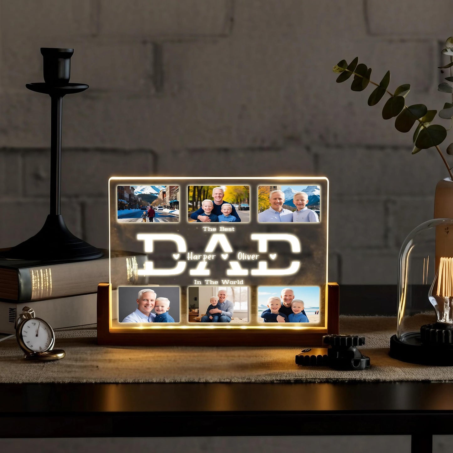 Personalized Dad Night Light, Custom Photo LED Desk Lamp, Father’s Day Gift from Son or Daughter, Thoughtful Dad Gift Idea (DNL-16)