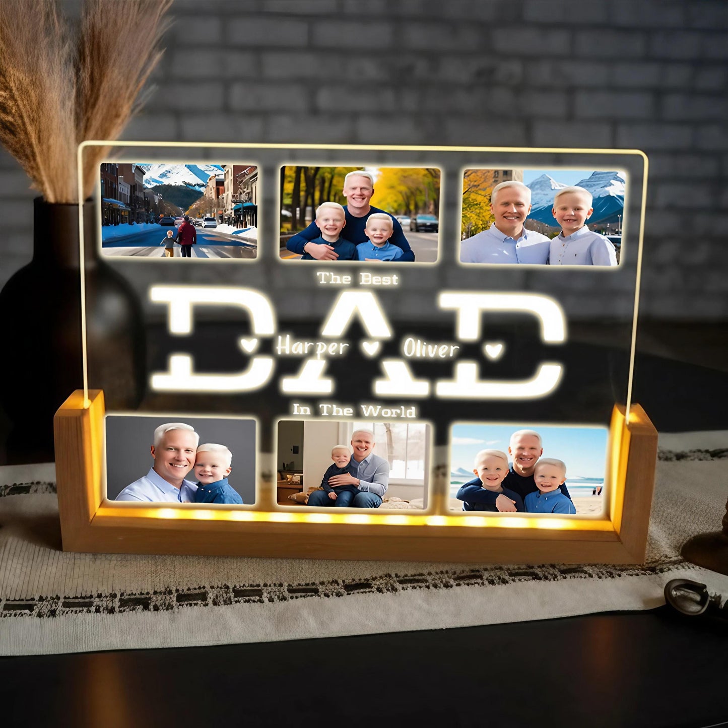 Personalized Dad Night Light, Custom Photo LED Desk Lamp, Father’s Day Gift from Son or Daughter, Thoughtful Dad Gift Idea (DNL-16)