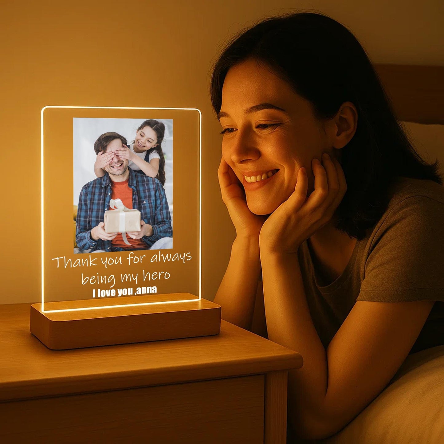 Custom Photo Dad Night Light, Personalized Photo Night Light, Gifts for Dad, Personalized Father’s Day Gift, Birthday Gift (DNL-21)
