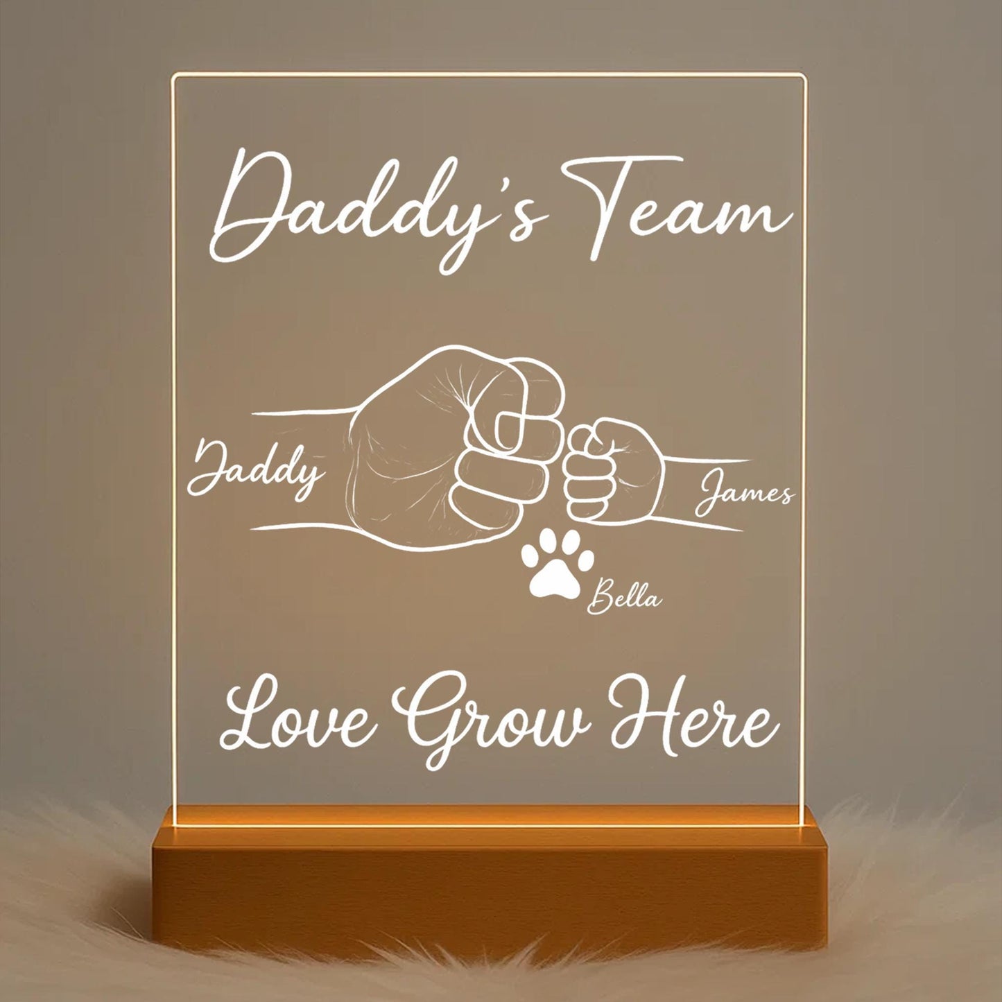 Personalized Dad Night Light, Custom Acrylic Lamp With Names, Birthday Gift For Dad, Unique Family Keepsake, Father’s Day Gift (DNL-20)