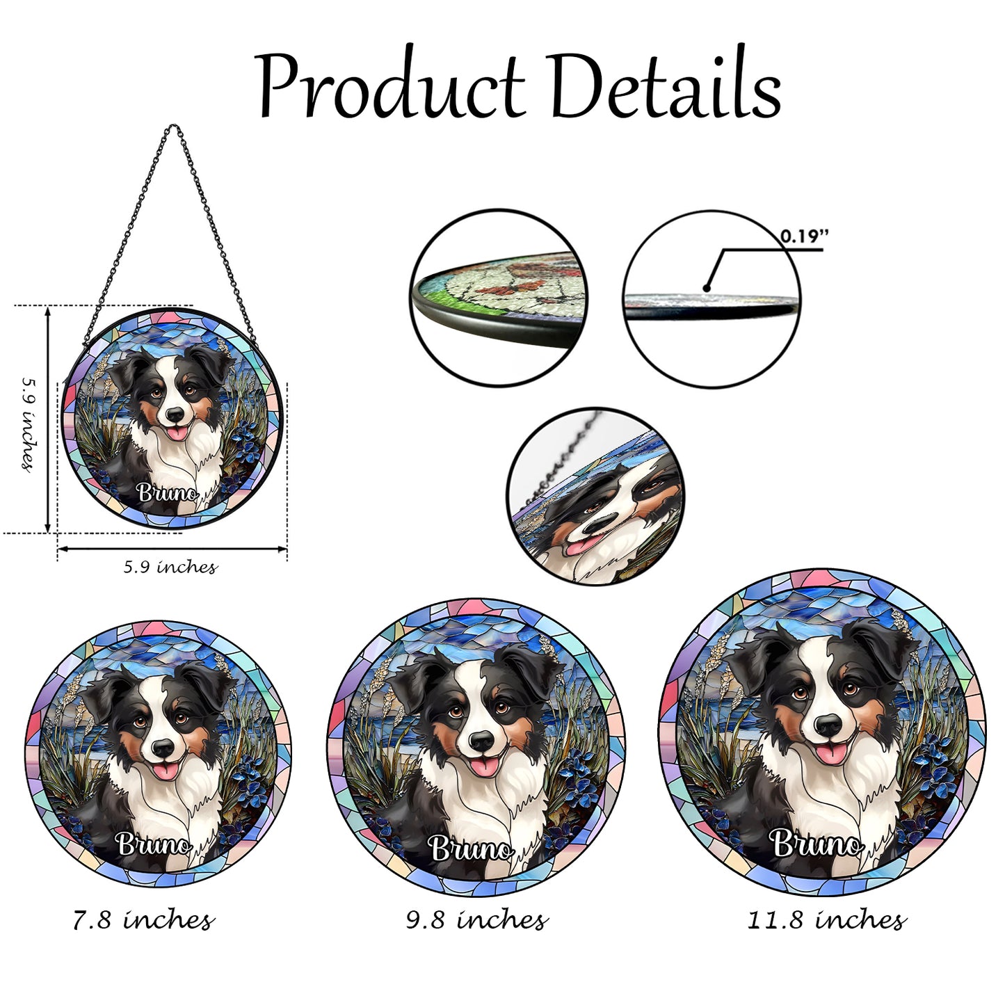 Custom Photo Portrait Pets Family - Personalized Stained Glass Suncatcher for Windows (Sun-05)