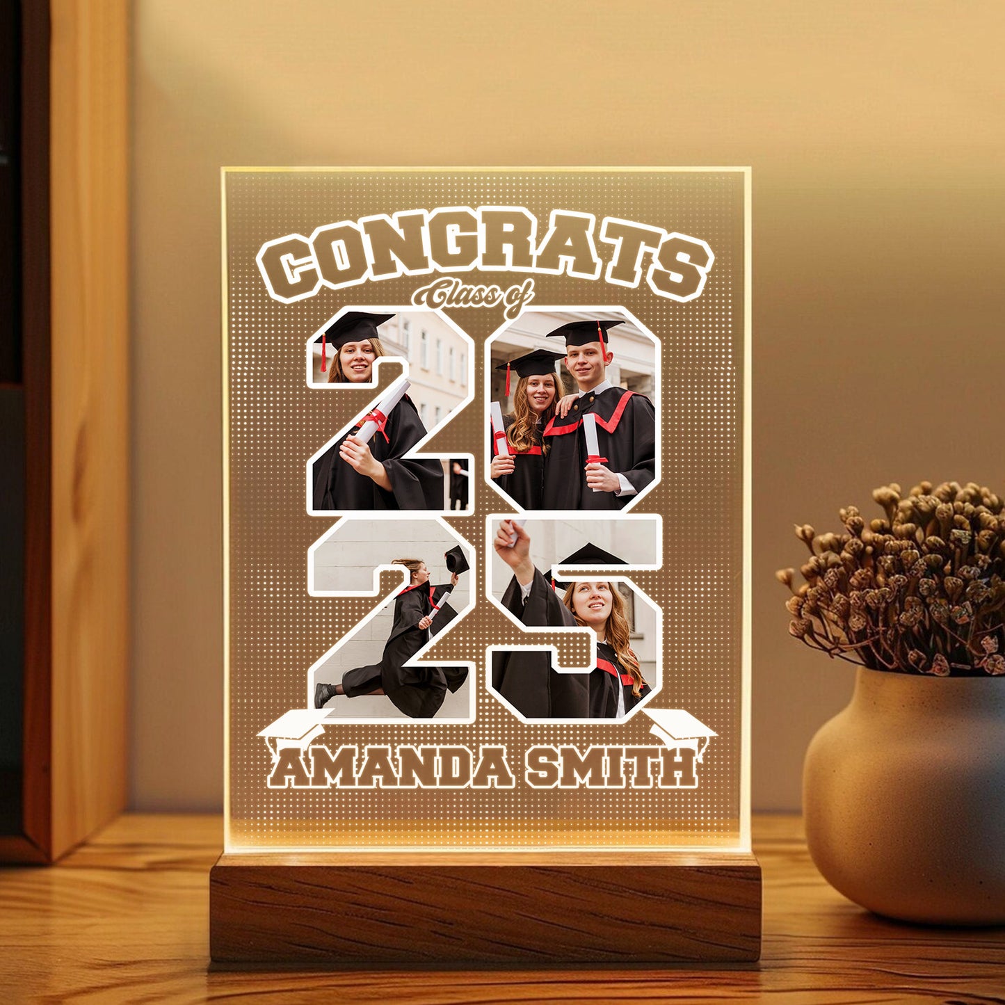 Custom Graduation Night Light – Personalized Picture Frame Lamp, Graduation Gift For Student, Boyfriend, Girlfriend, Best Friend (GNL-48)
