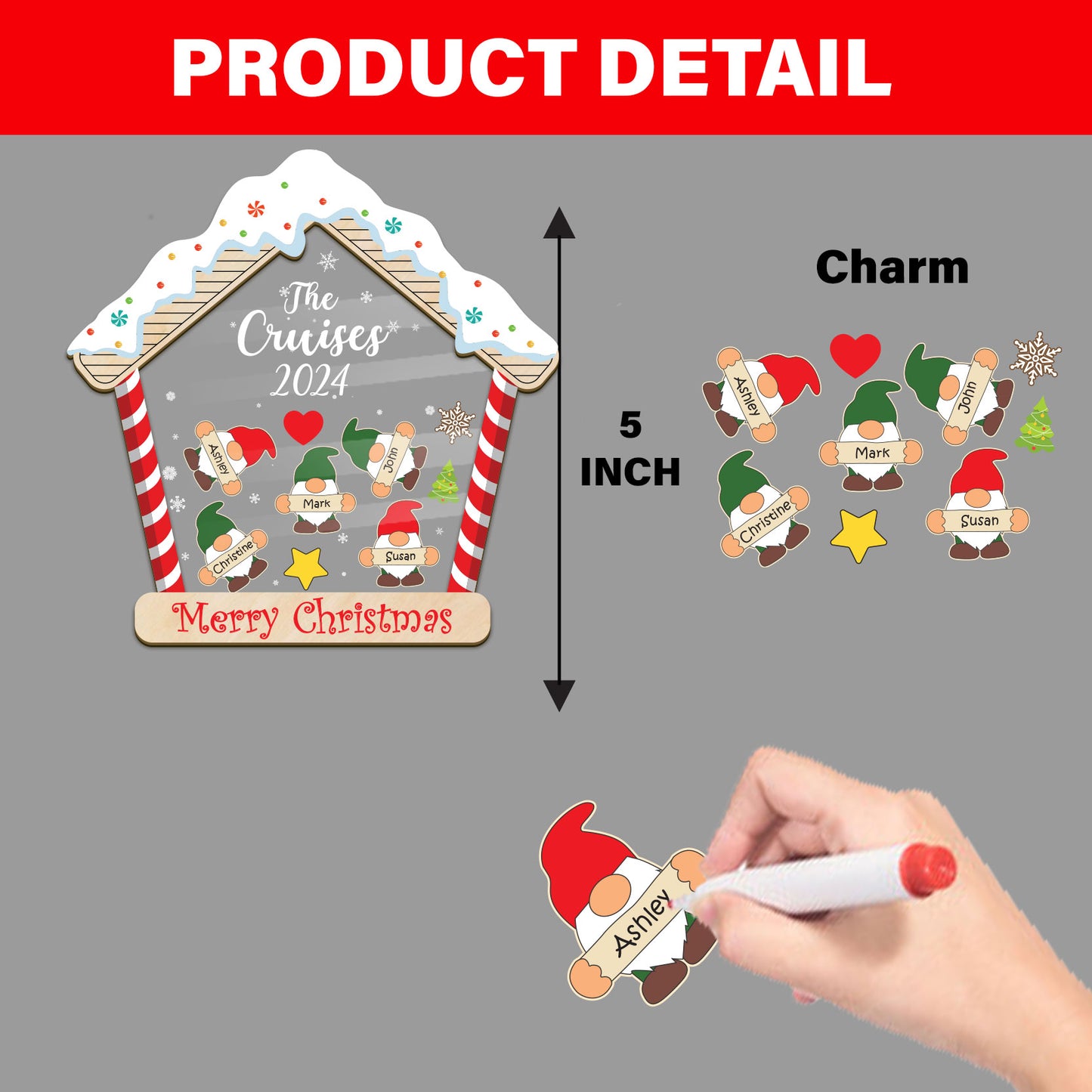 Custom Shaker Family Ornament, Family Christmas Ornaments, Personalized Gnomes Family Shaker Ornament, Family Christmas Gifts