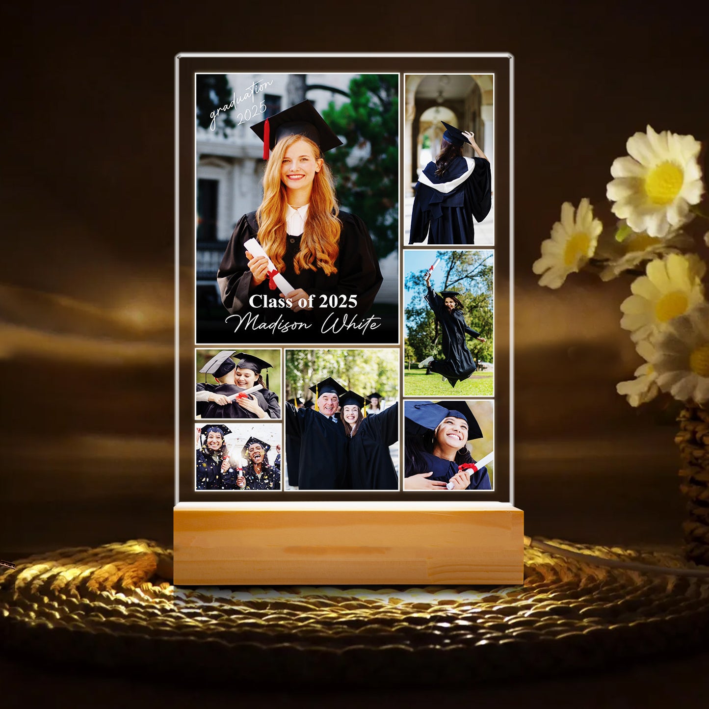 Personalized Graduation Night Light For High School, College, Custom Photo Frame Lamp For Son, Daughter, Friend, Senior Gift (GNL-46)