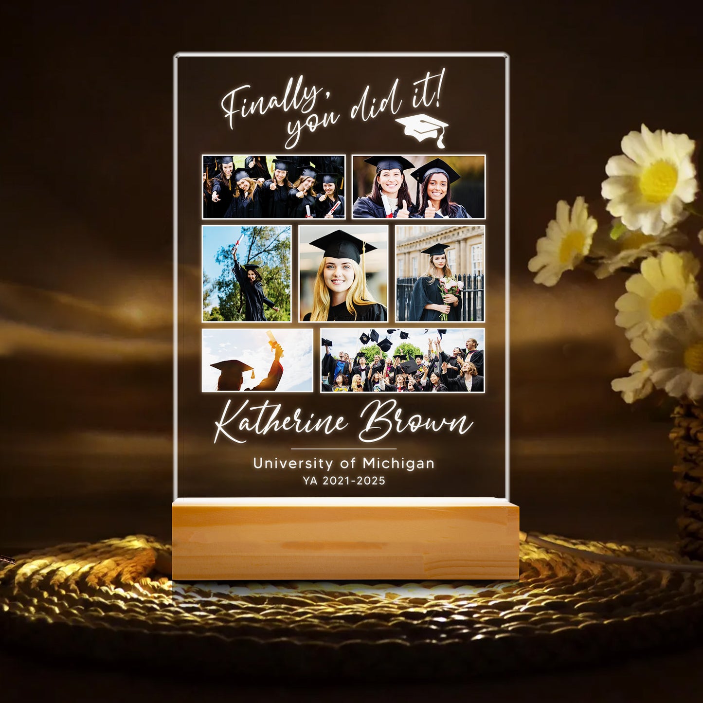 Graduation Night Light Personalized Gift For Him Her, Custom Photo Acrylic Lamp, Graduation Keepsake For Student, Daughter, Son (GNL-44)