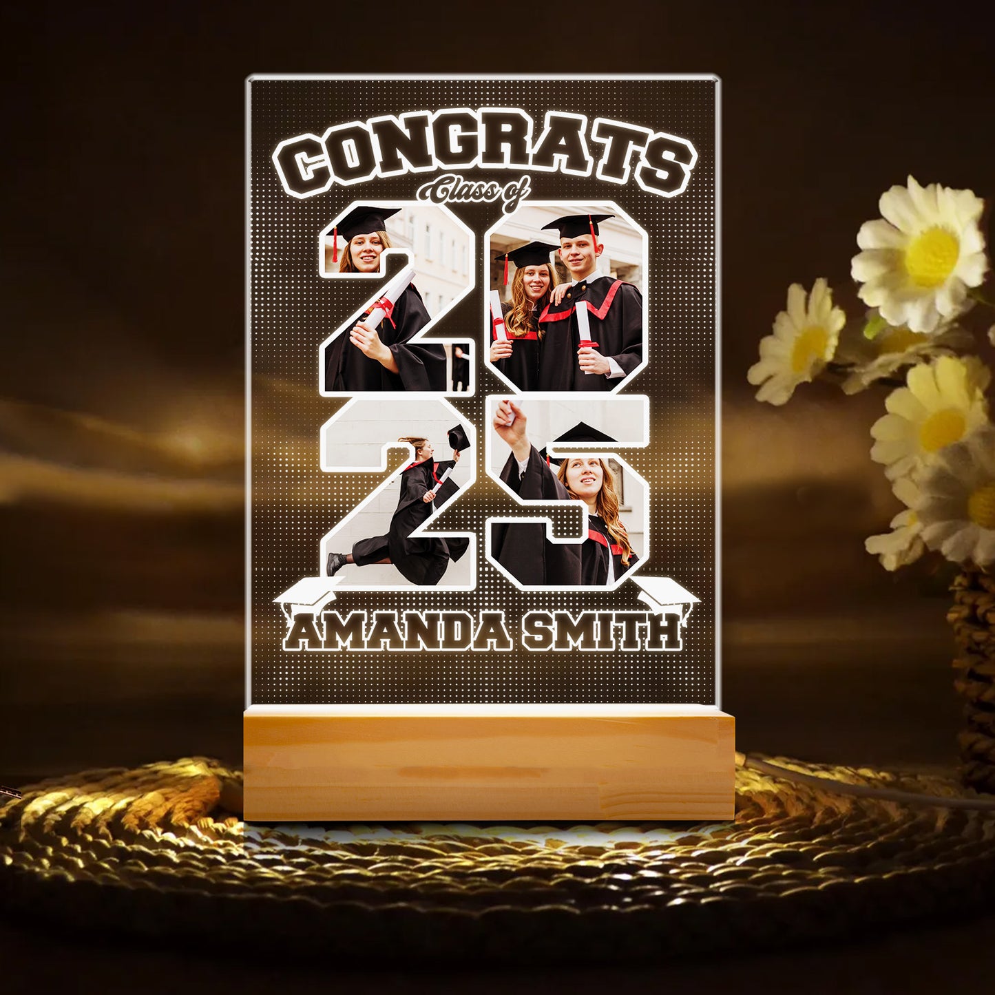 Custom Graduation Night Light – Personalized Picture Frame Lamp, Graduation Gift For Student, Boyfriend, Girlfriend, Best Friend (GNL-48)