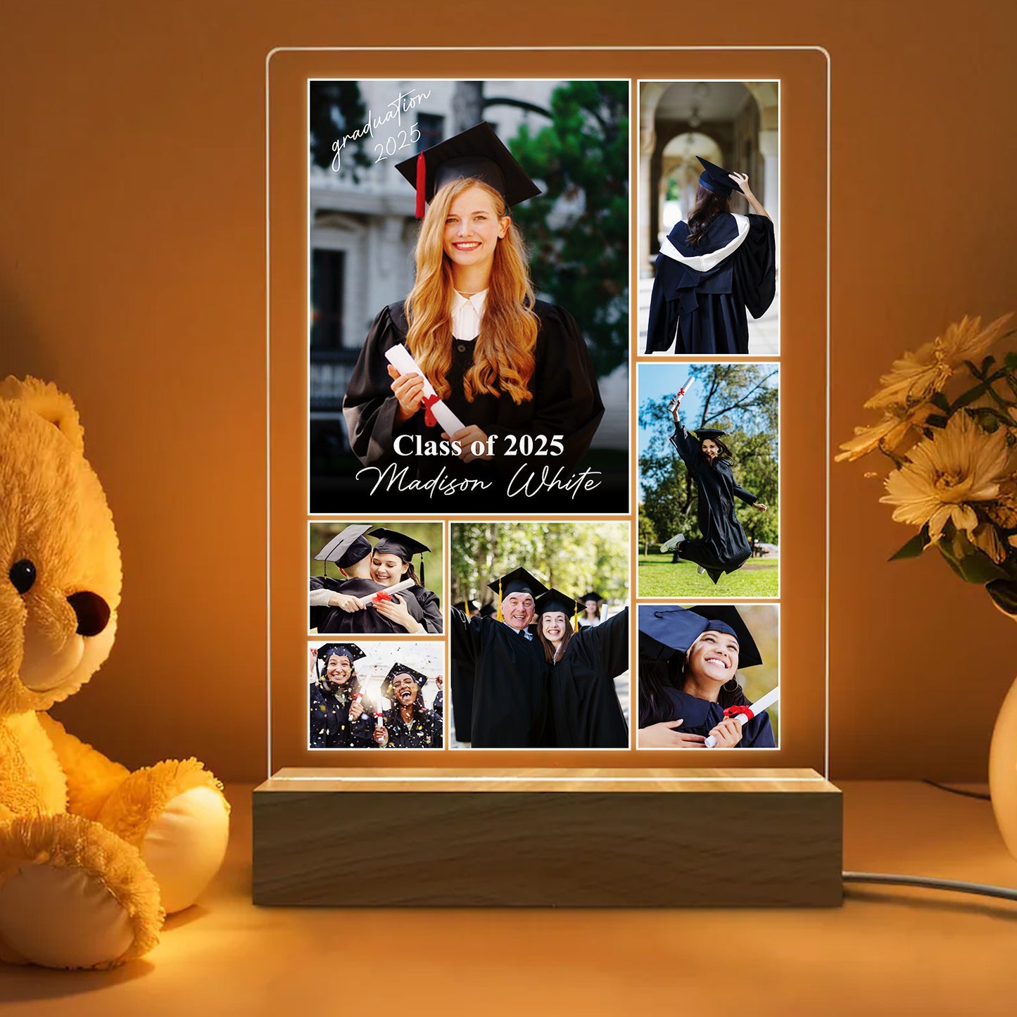 Personalized Graduation Night Light For High School, College, Custom Photo Frame Lamp For Son, Daughter, Friend, Senior Gift (GNL-46)