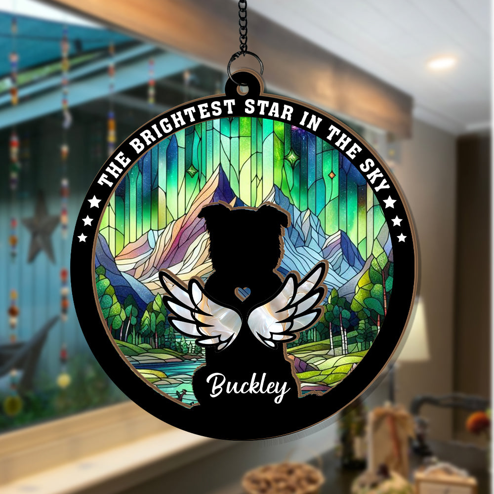 Personalized Pet Memorial Hanging Suncatcher, Pet Loss Sympathy Gift, Custom Dog Loss Memorial, Loss of Pet Gift, Pet Remembrance Ornament (H-Sun-15)