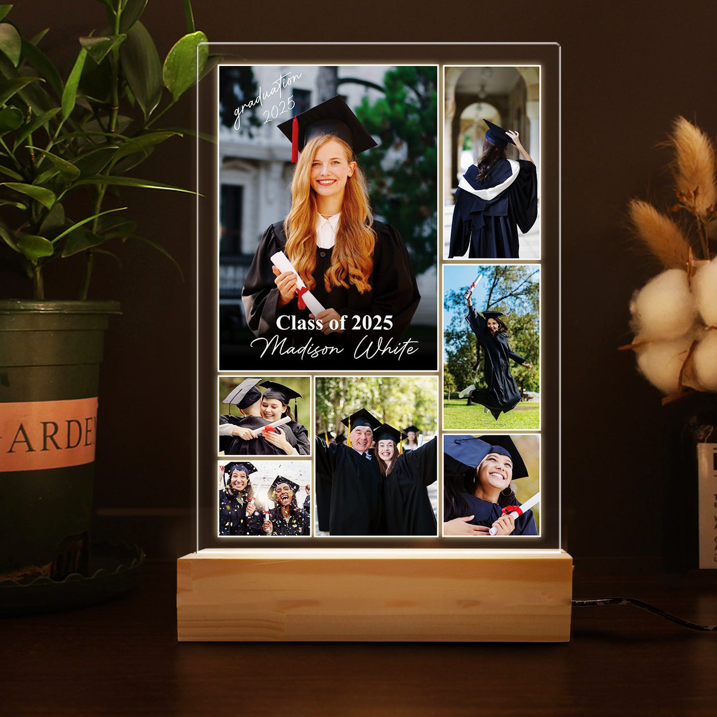 Personalized Graduation Night Light For High School, College, Custom Photo Frame Lamp For Son, Daughter, Friend, Senior Gift (GNL-46)